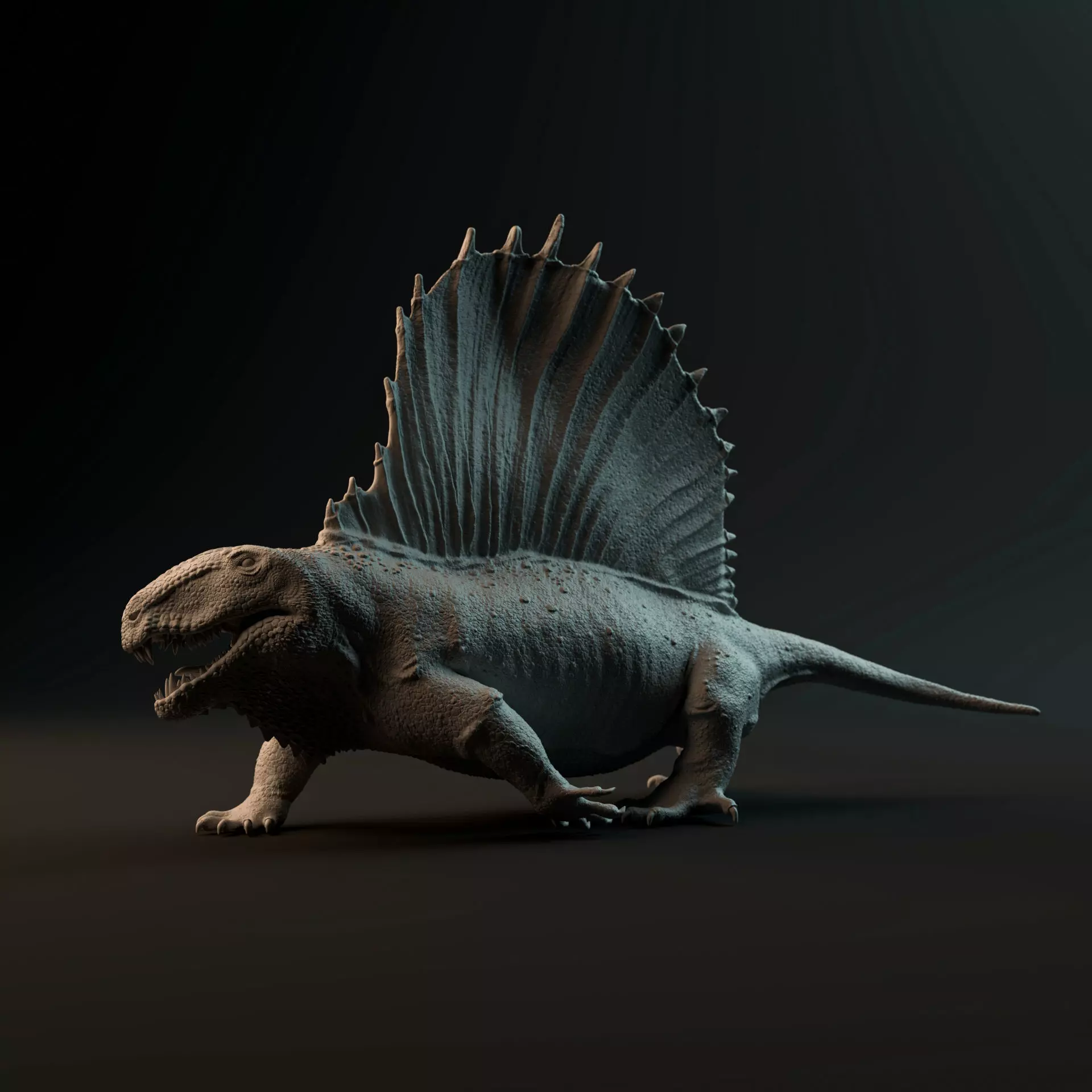 Dimetrodon walking - pre-supported prehistoric animal 3D print model_0