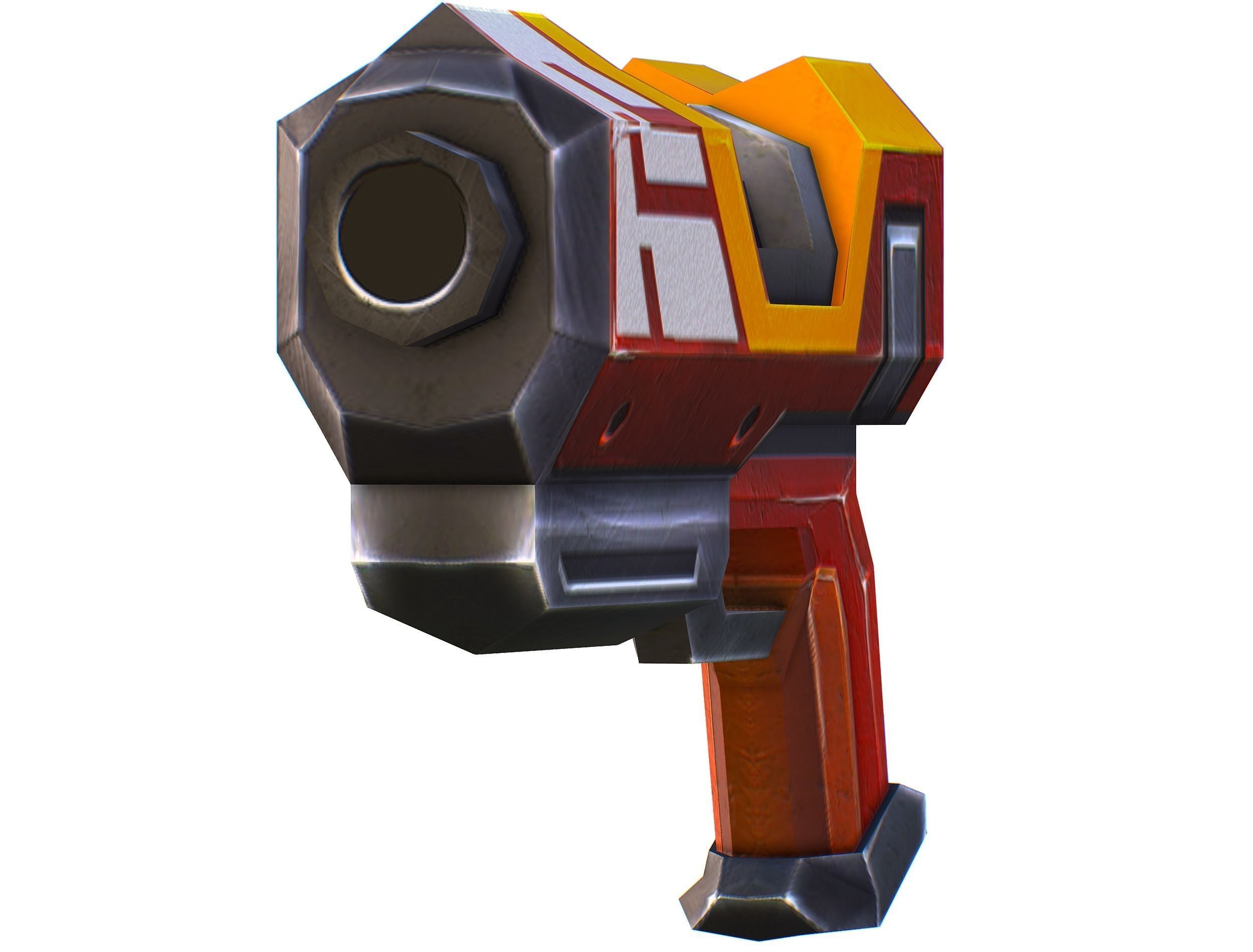 LowPoly Sci-Fi Cartoon Pistol Gun Low-poly 3D model_11