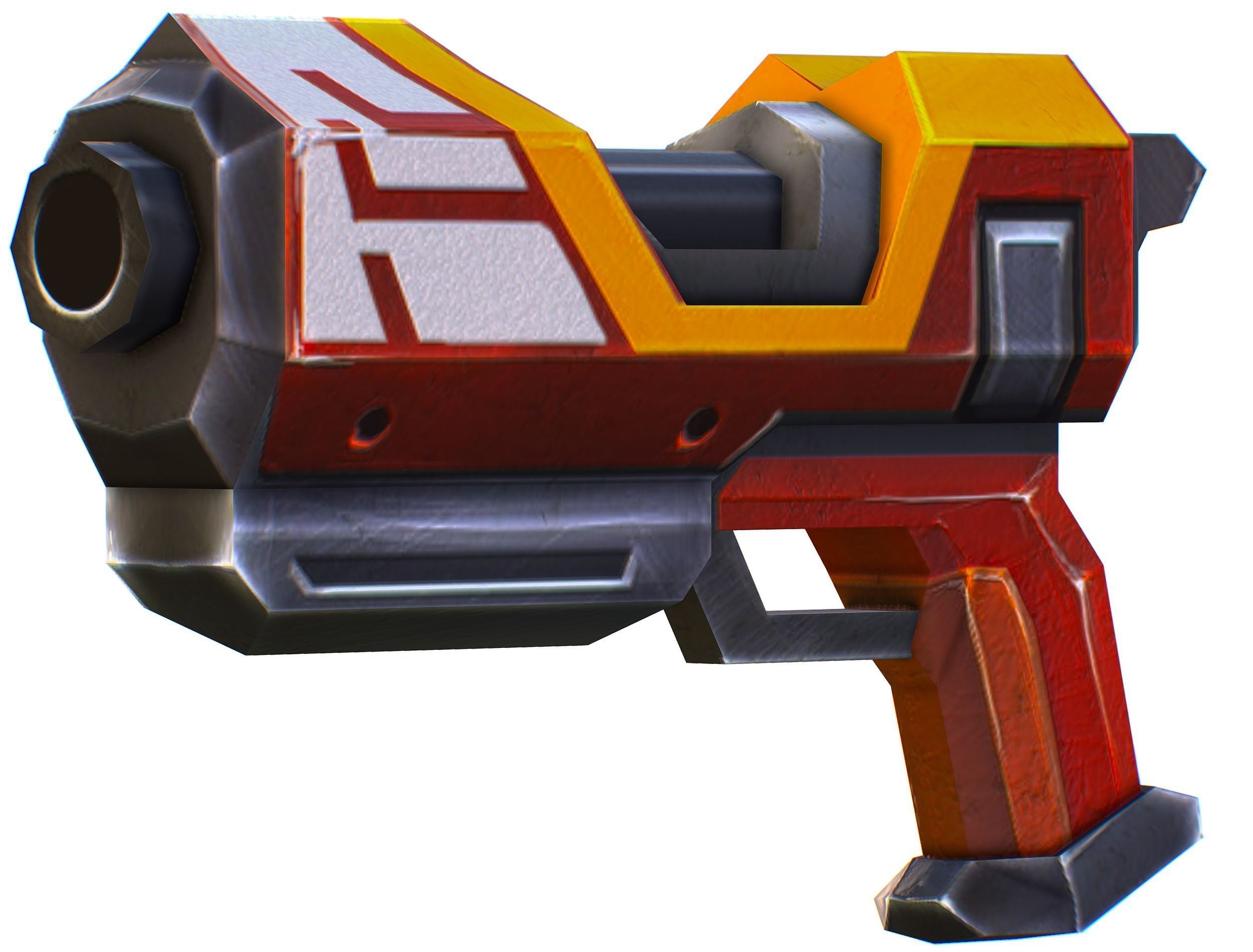 LowPoly Sci-Fi Cartoon Pistol Gun Low-poly 3D model_6