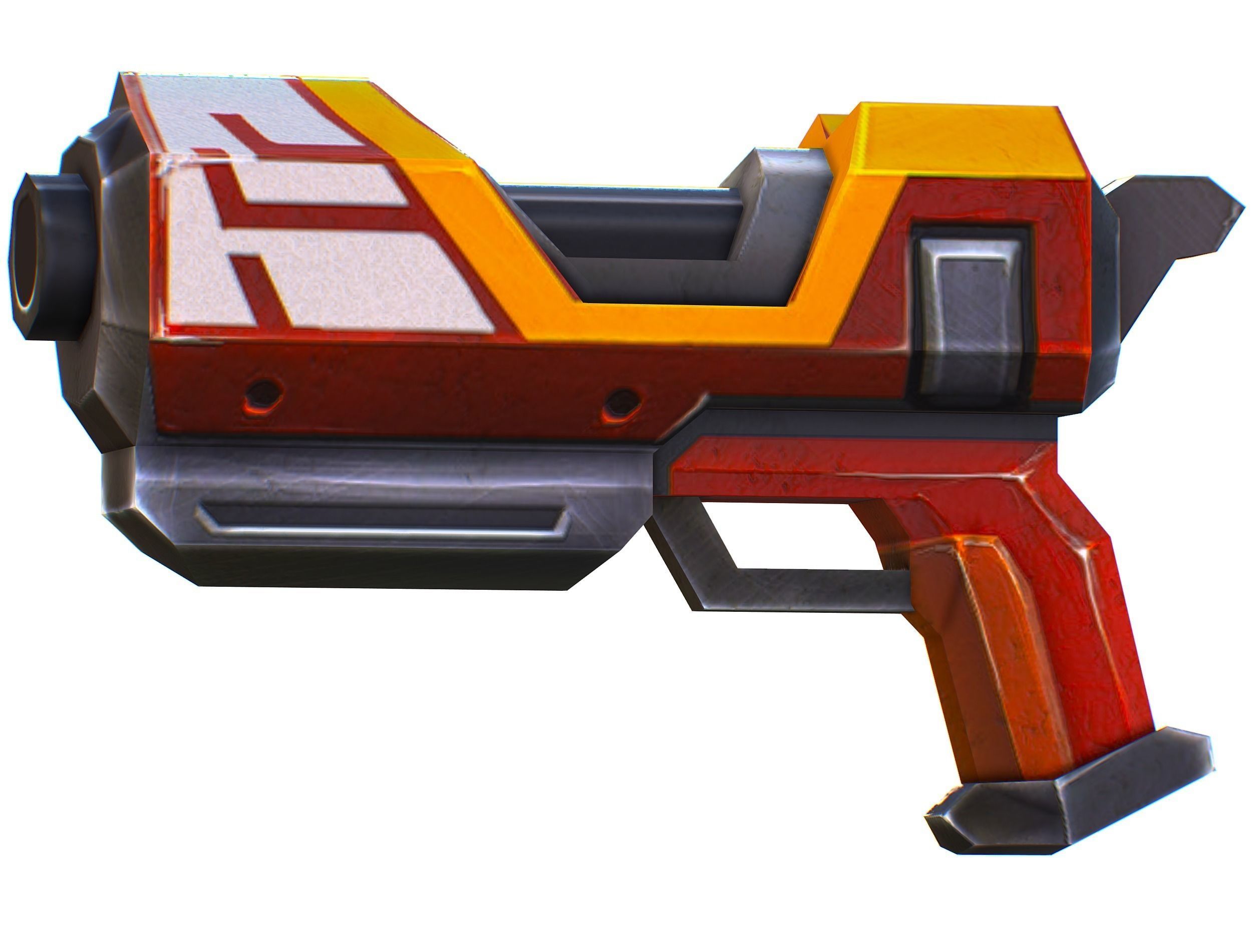 LowPoly Sci-Fi Cartoon Pistol Gun Low-poly 3D model_5