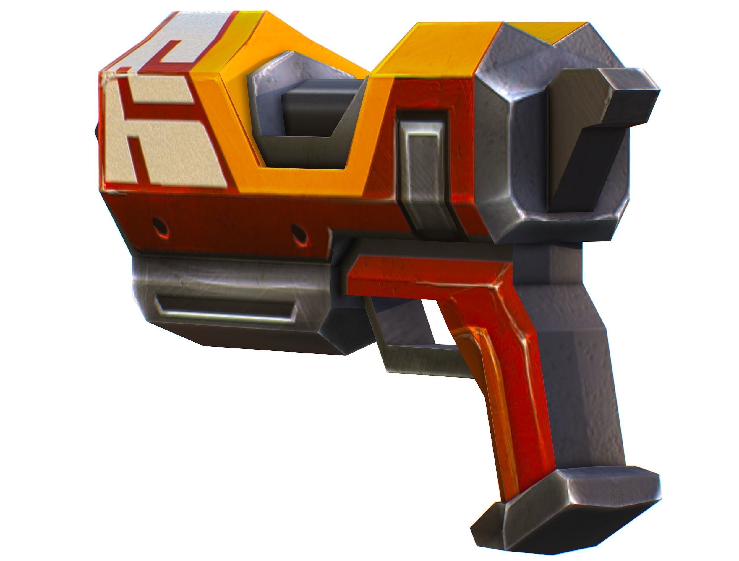 LowPoly Sci-Fi Cartoon Pistol Gun Low-poly 3D model_2