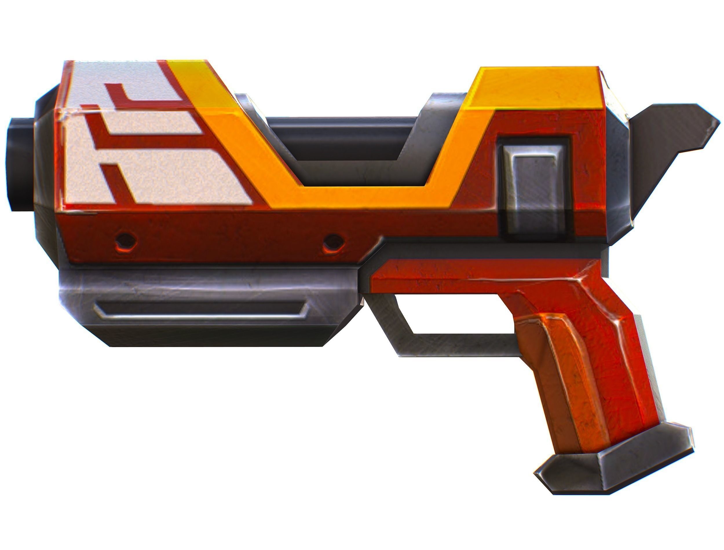 LowPoly Sci-Fi Cartoon Pistol Gun Low-poly 3D model_9