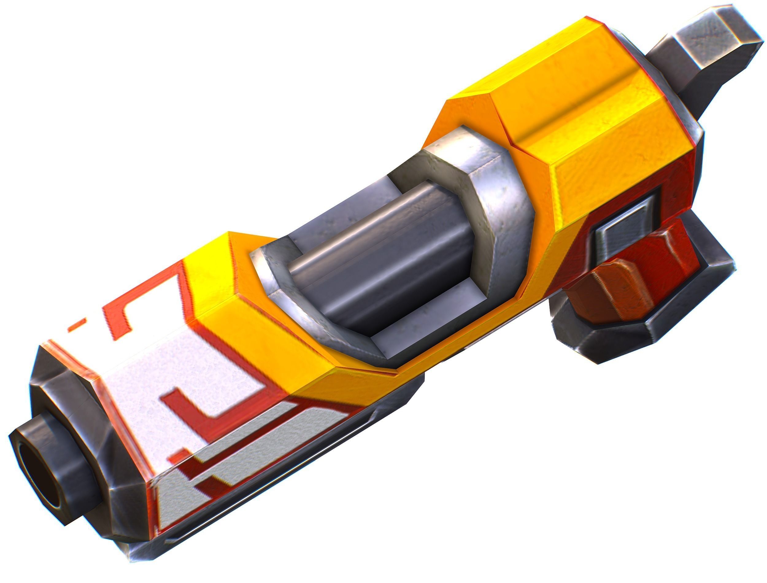 LowPoly Sci-Fi Cartoon Pistol Gun Low-poly 3D model_8