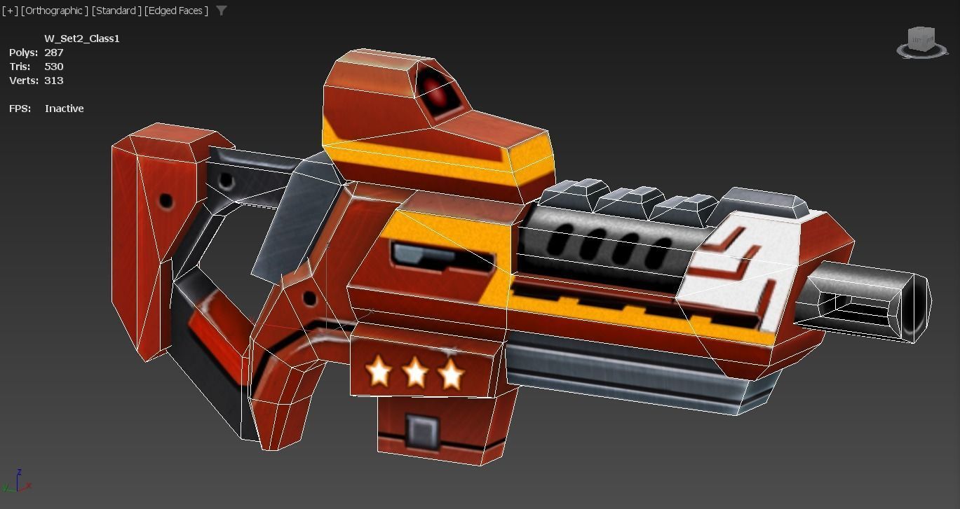 LowPoly Sci-Fi Cartoon Assault Rifle Future Low-poly 3D model_18