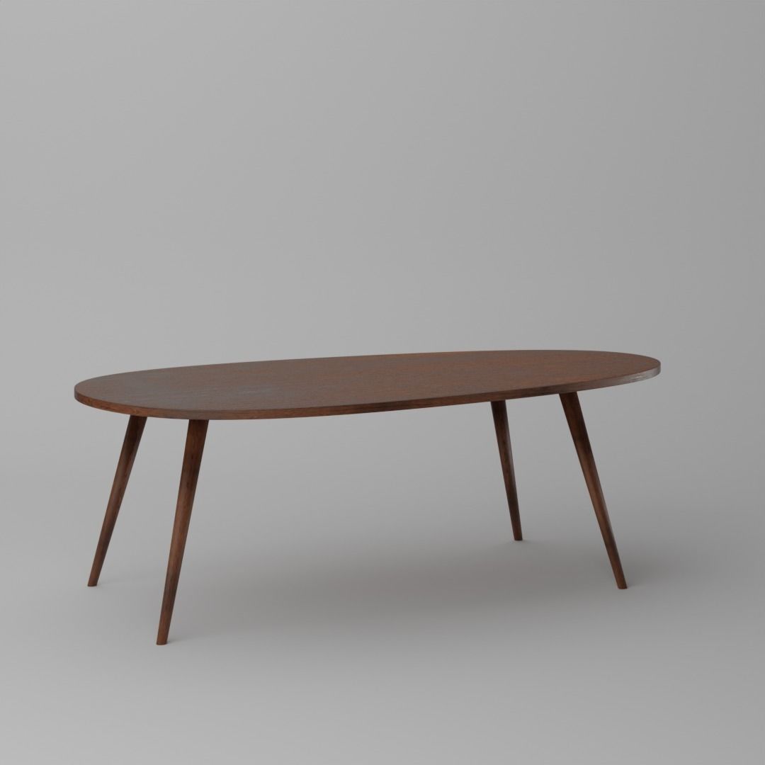 Wooden Coffee table 3D model_7