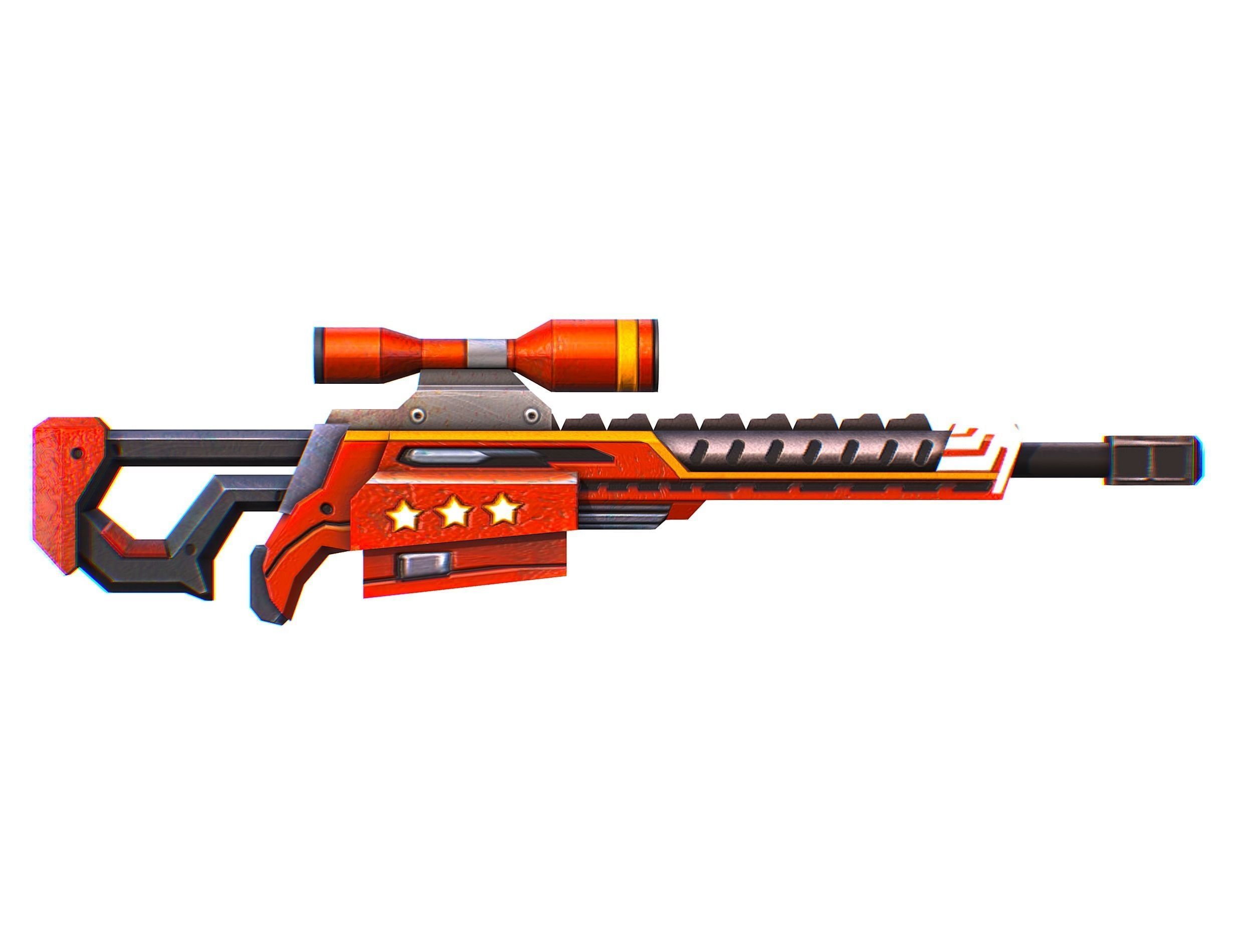 LowPoly Cartoon Sci-Fi Sniper Rifle Future Low-poly 3D model_8