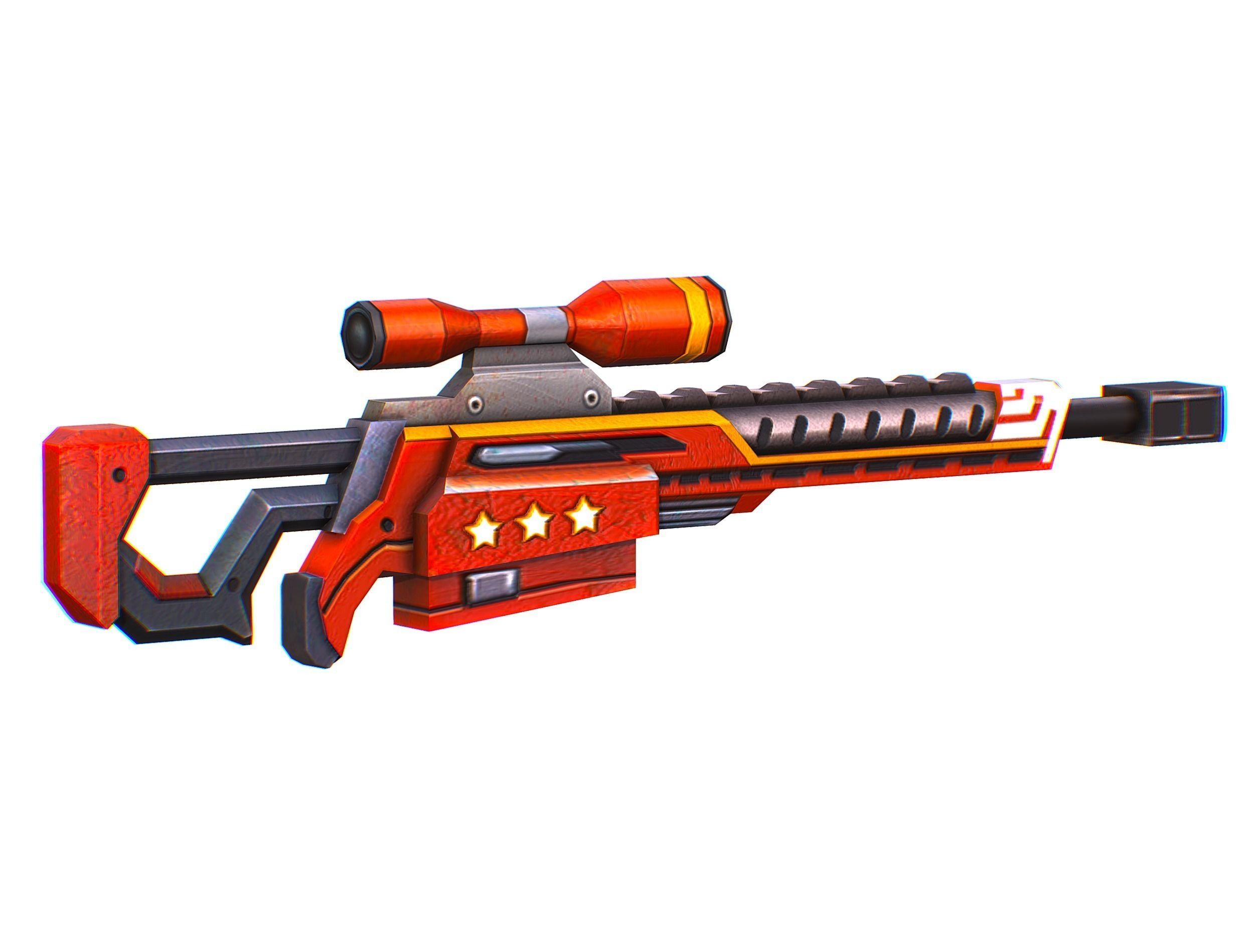 LowPoly Cartoon Sci-Fi Sniper Rifle Future Low-poly 3D model_10
