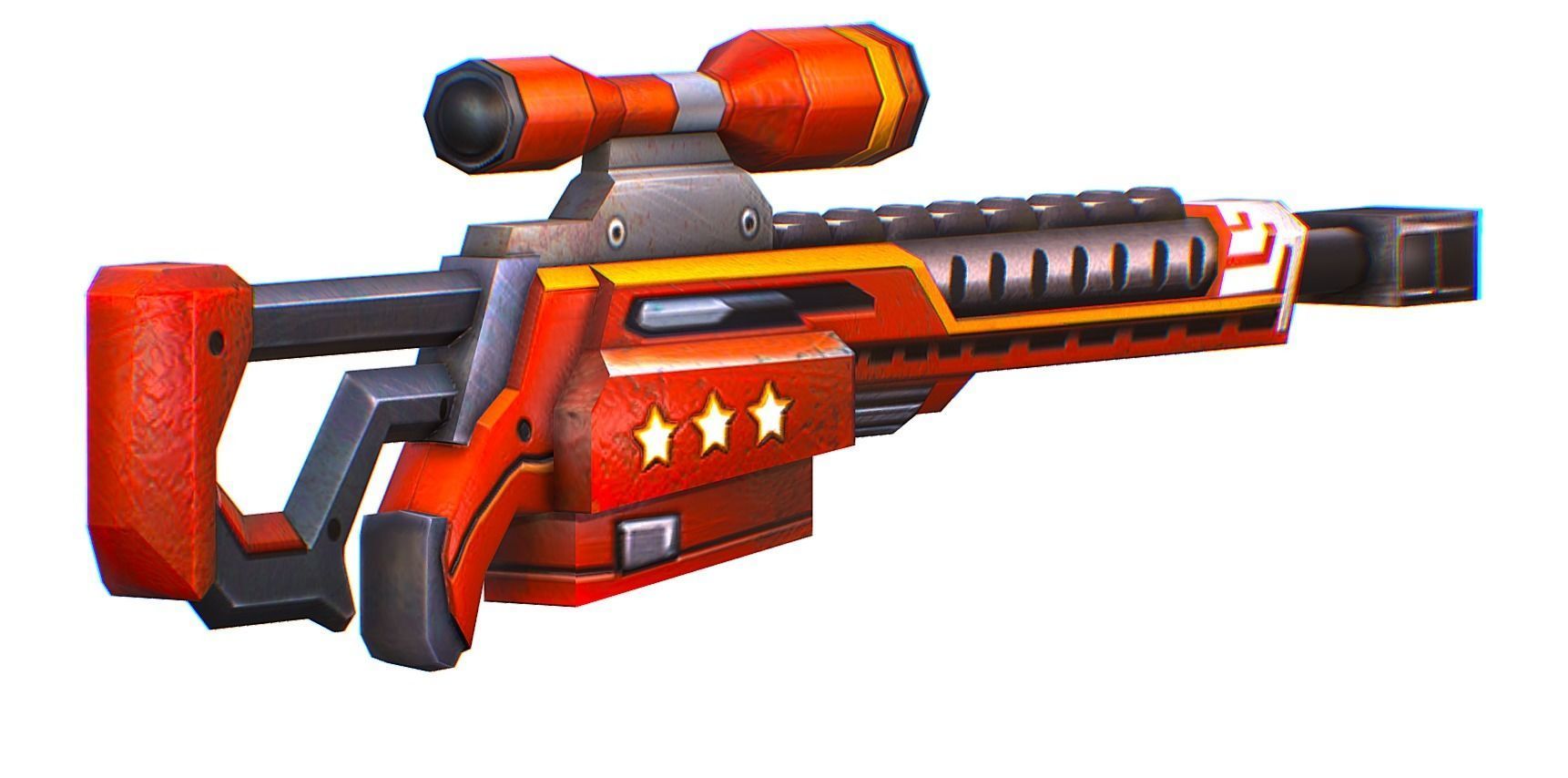 LowPoly Cartoon Sci-Fi Sniper Rifle Future Low-poly 3D model_2