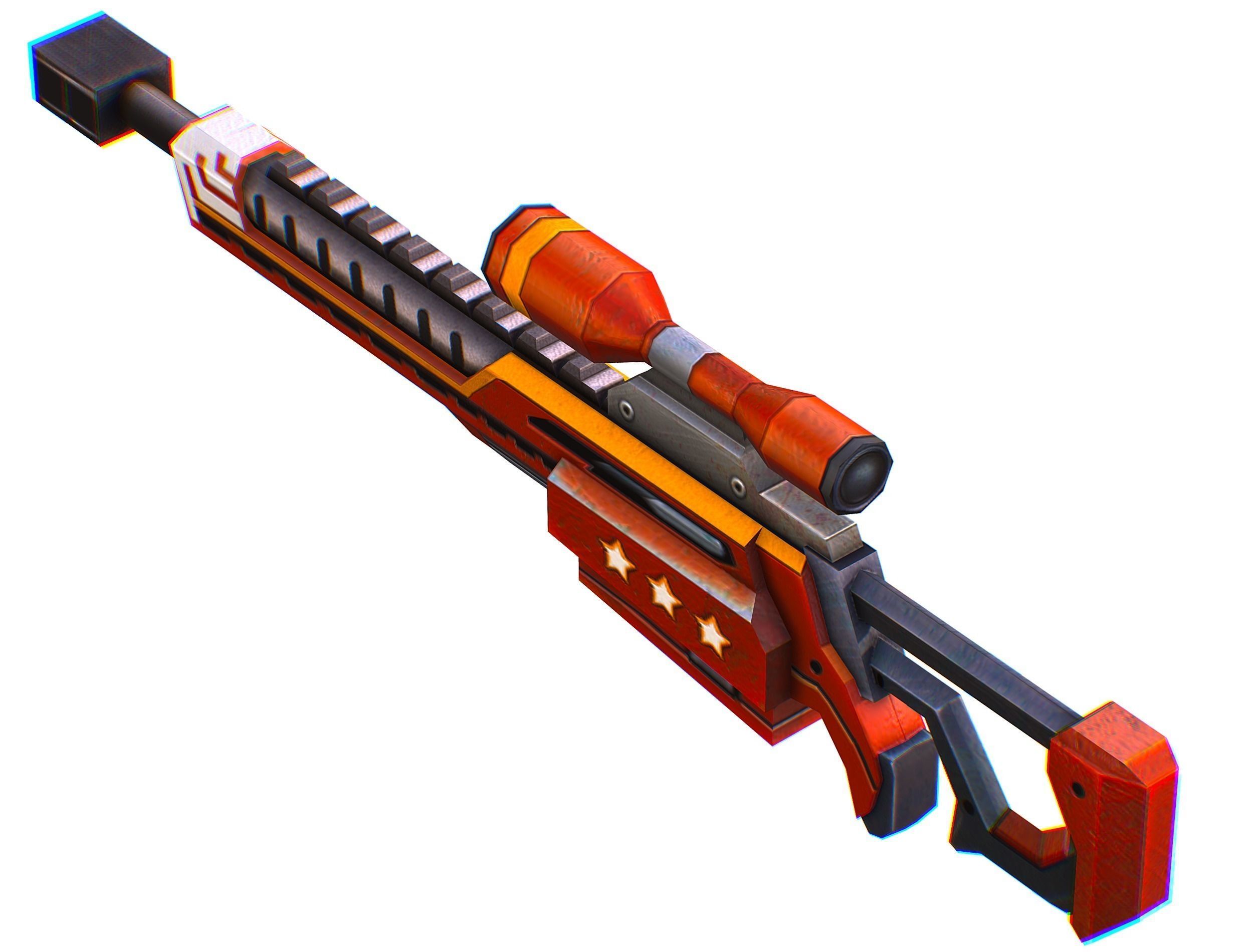 LowPoly Cartoon Sci-Fi Sniper Rifle Future Low-poly 3D model_9