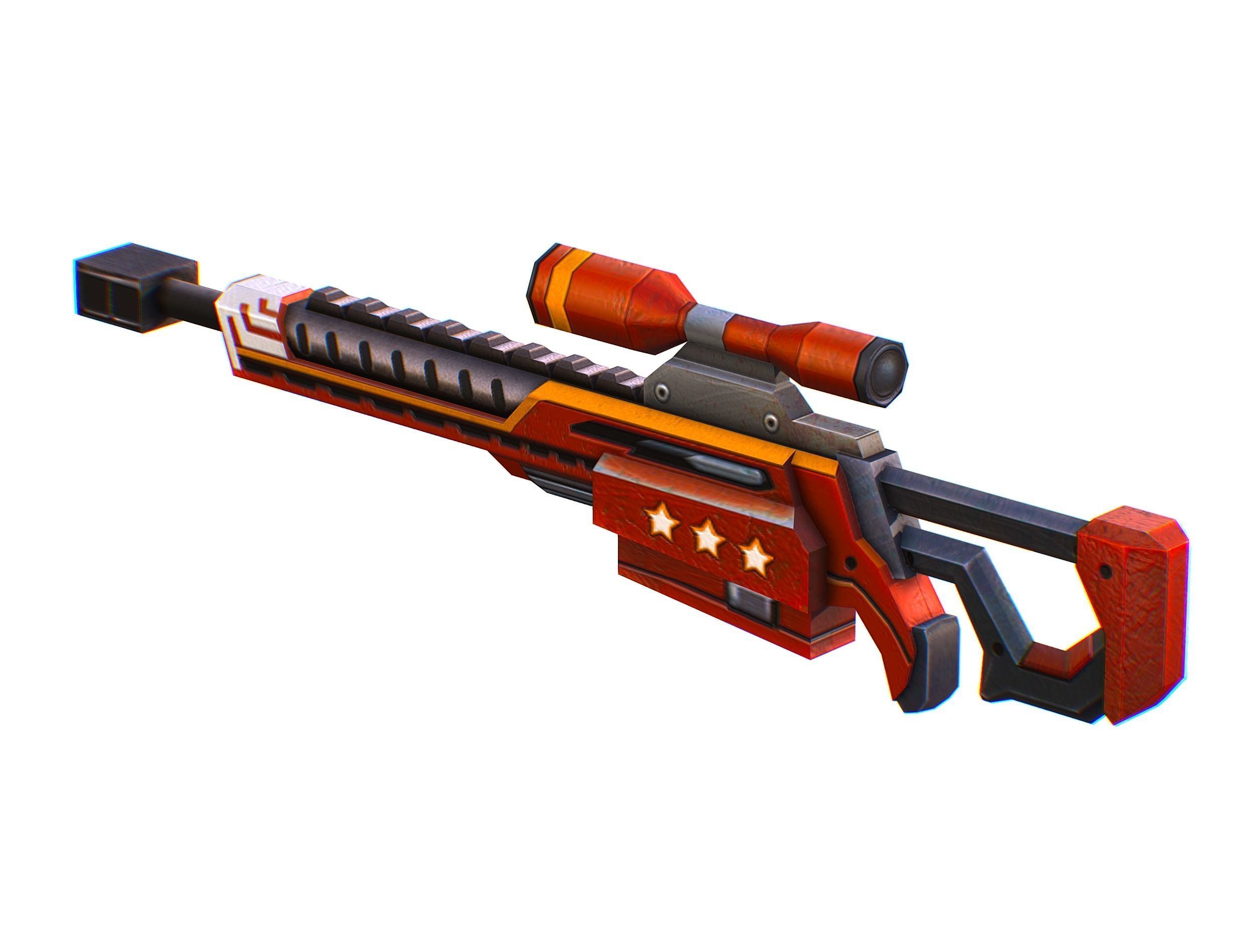 LowPoly Cartoon Sci-Fi Sniper Rifle Future Low-poly 3D model_14