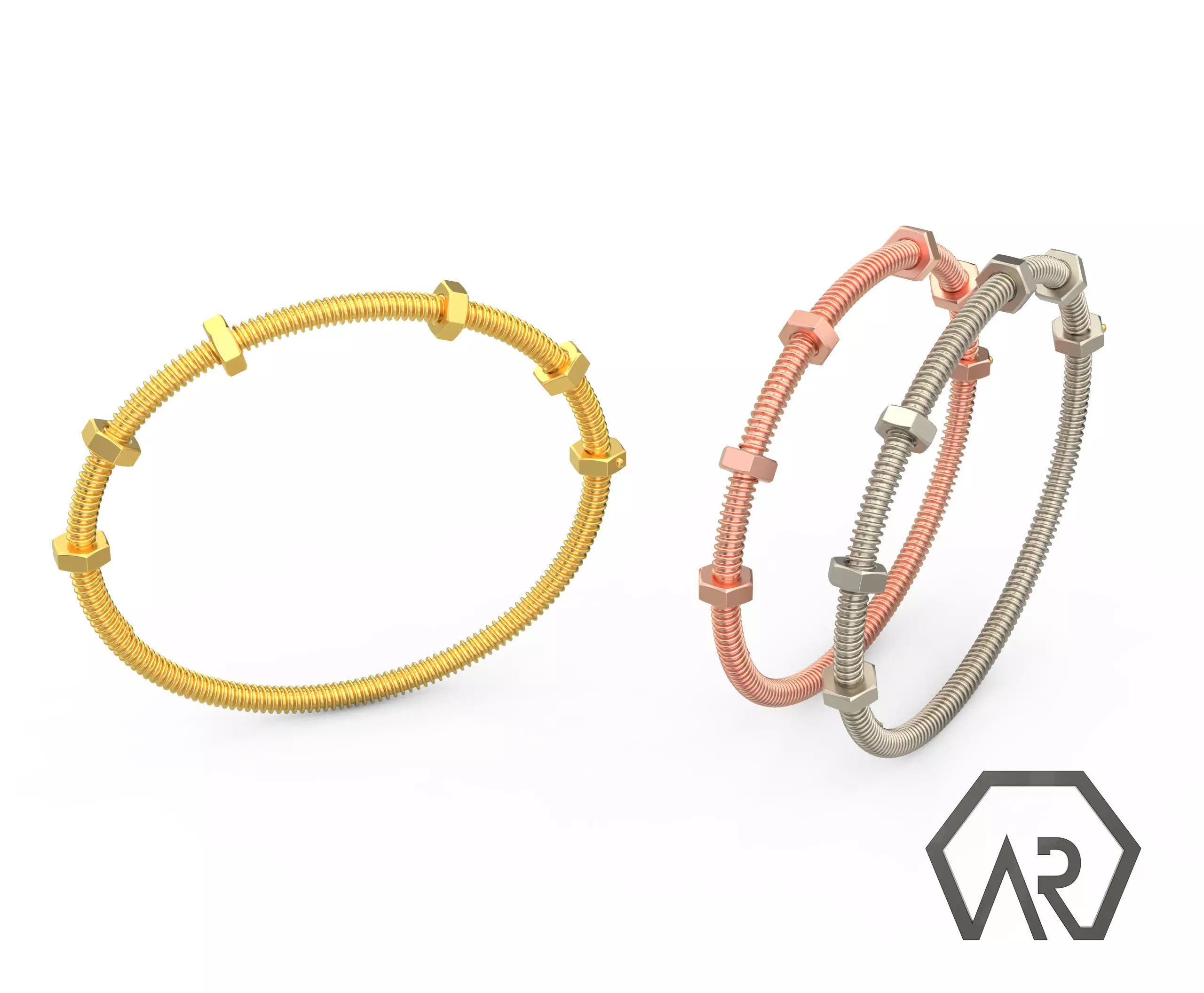 Woman Bracelet Thin Version 3D print model D28 3D print model_0