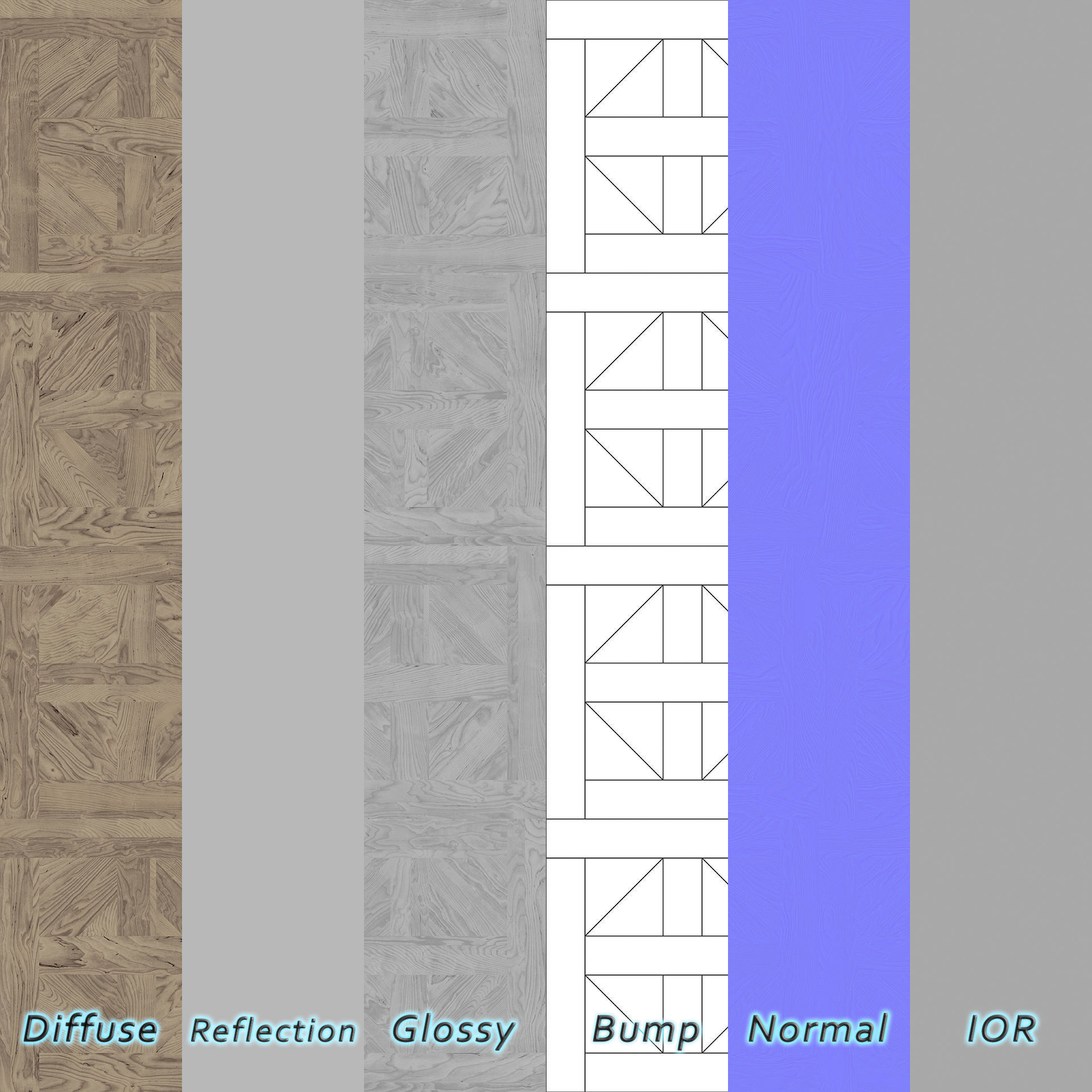 Parquet - Laminate - Wooden floor 4 in 1 3D model_8