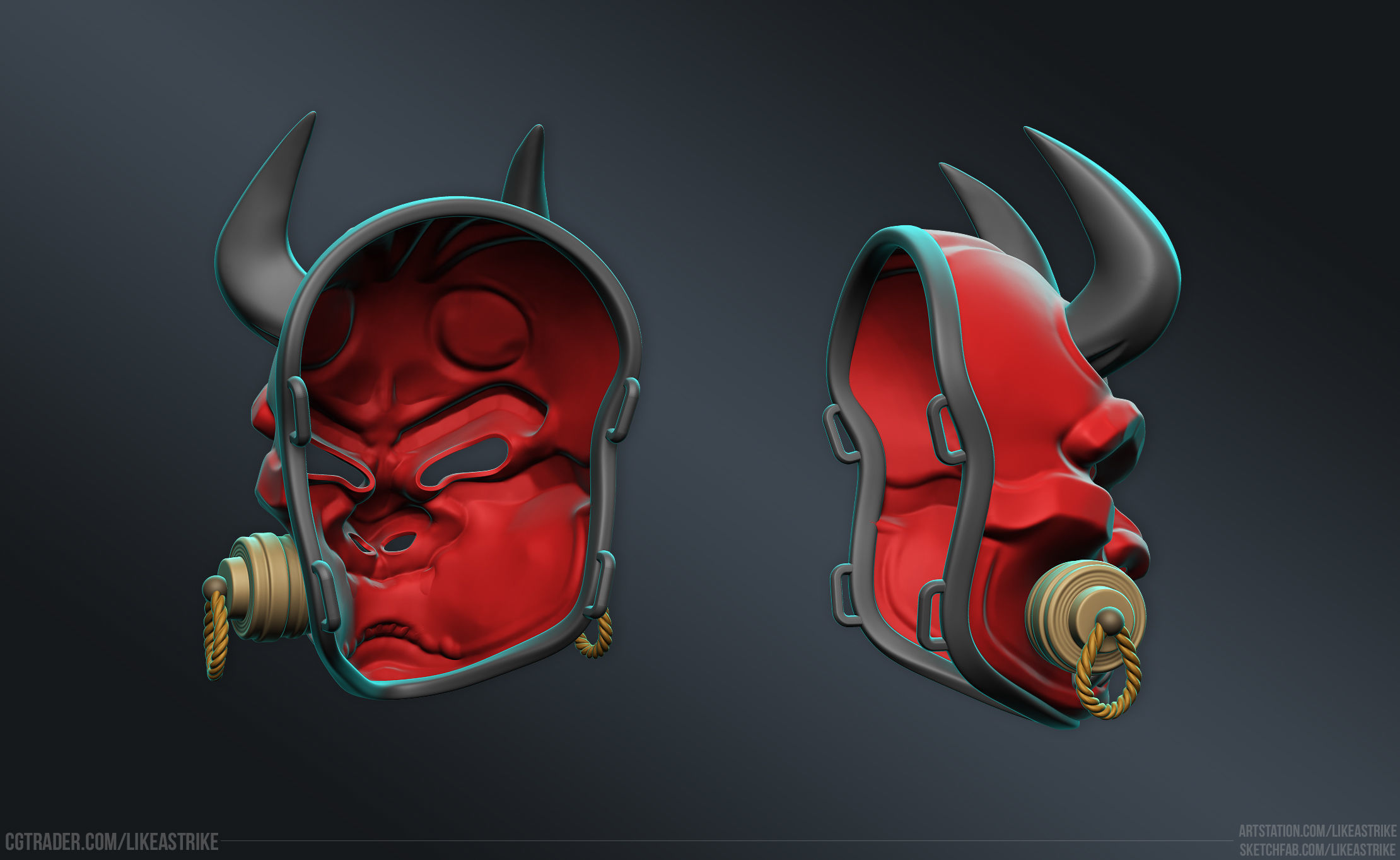 Oni Mask 3D print model_12