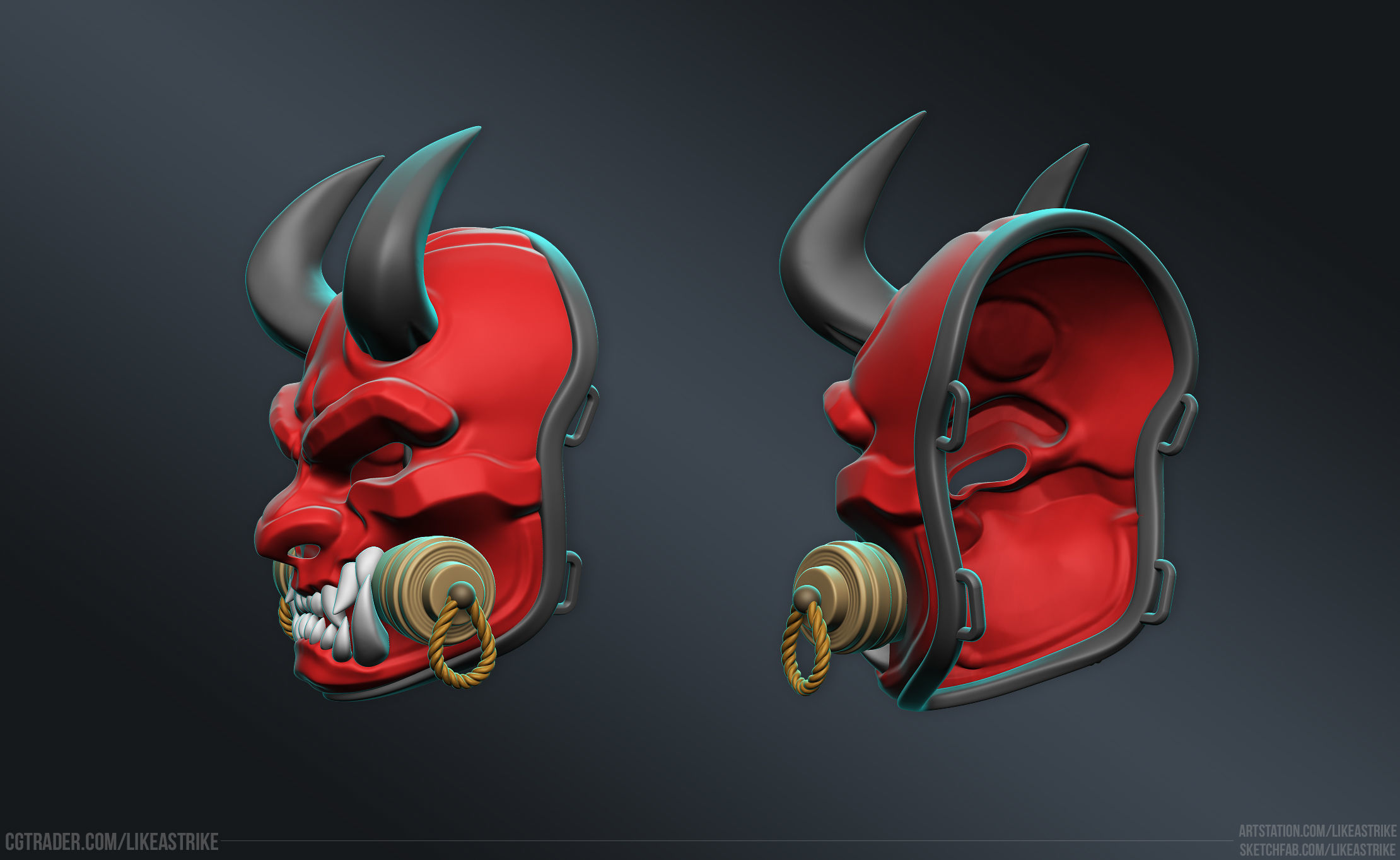 Oni Mask 3D print model_8