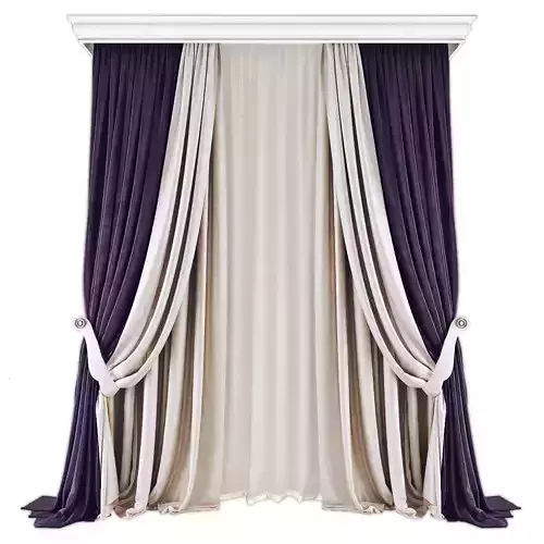 Curtains563 curtain with drapes Low-poly 3D model