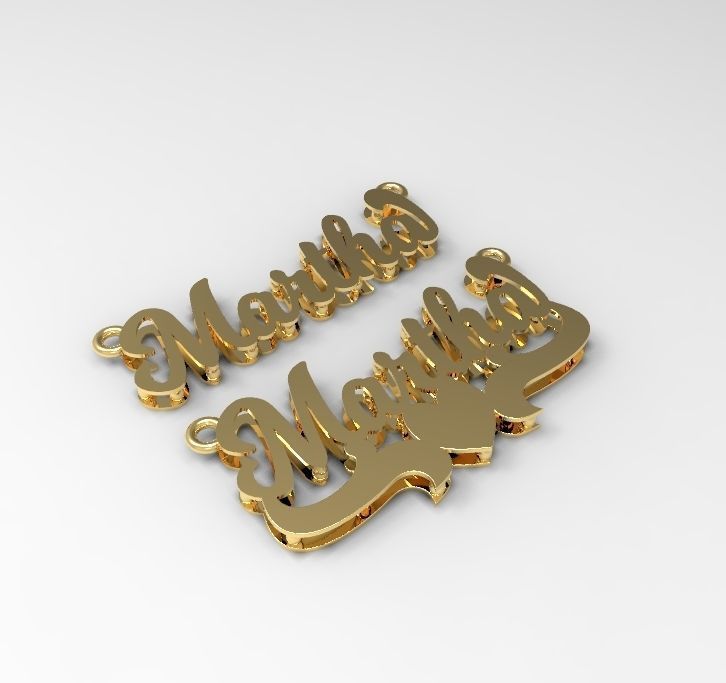 Martha name plate 3D print model_2