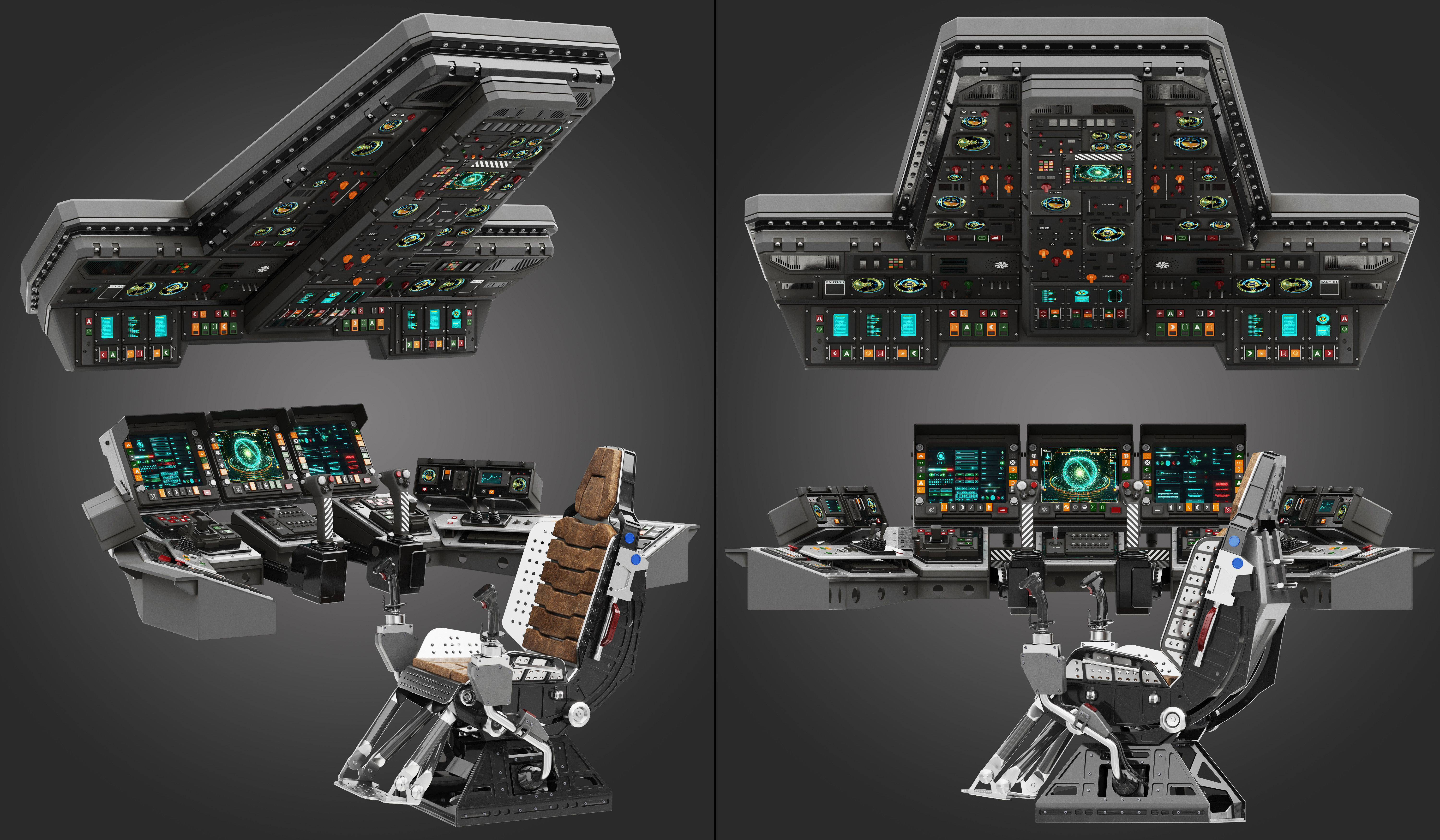 spaceship bridge interior 3D model_1