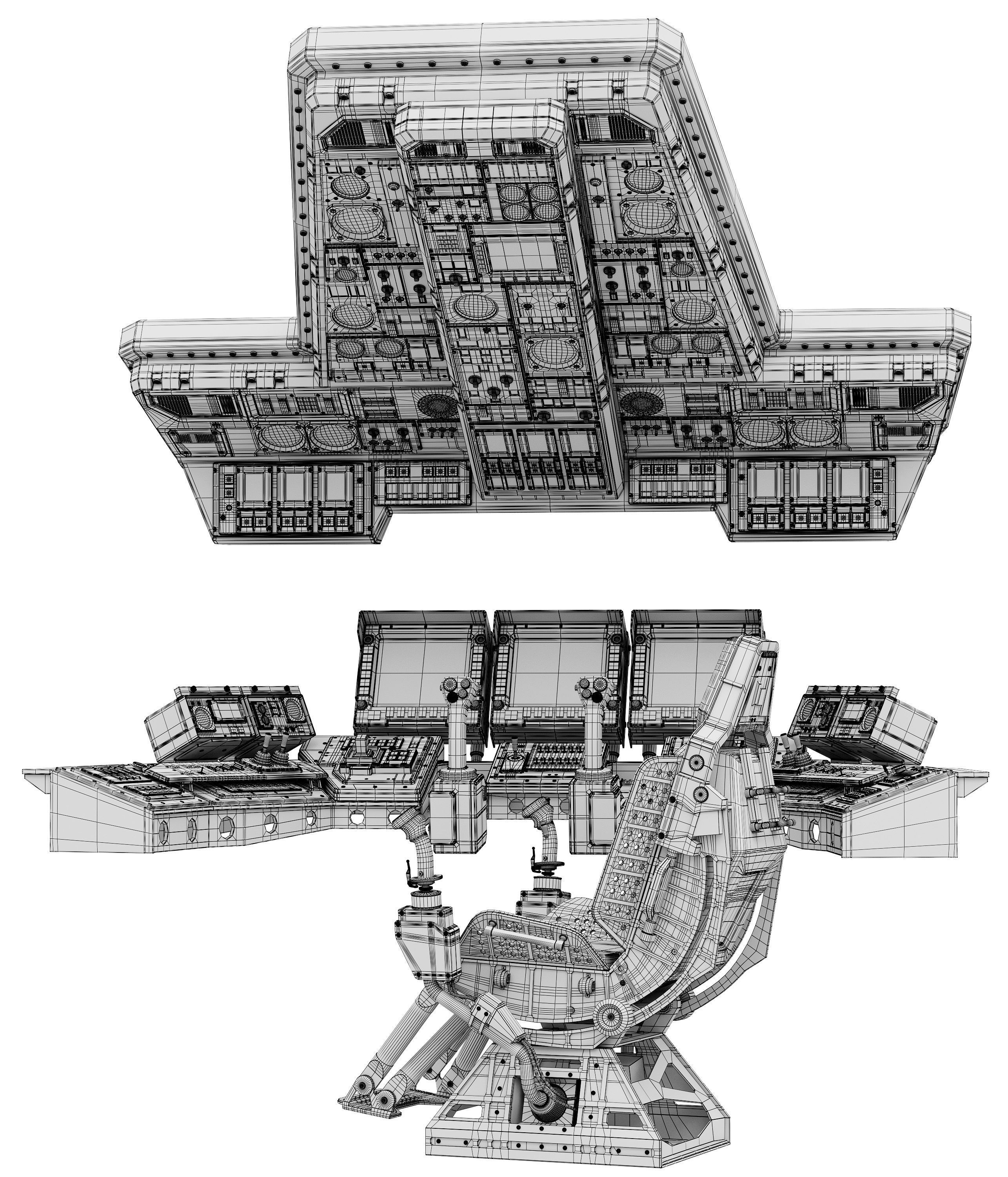 spaceship bridge interior 3D model_16