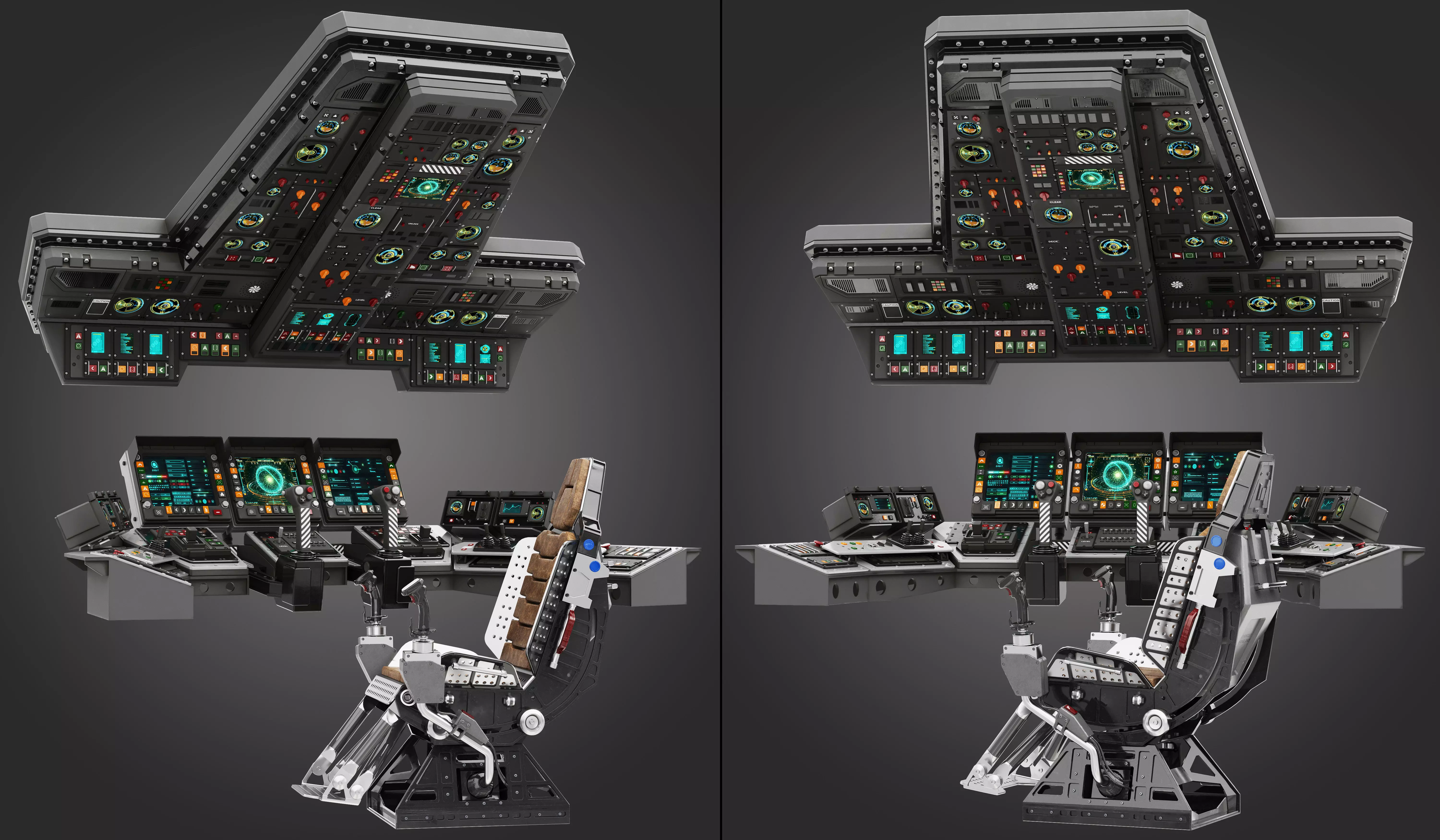 spaceship bridge interior 3D model_0