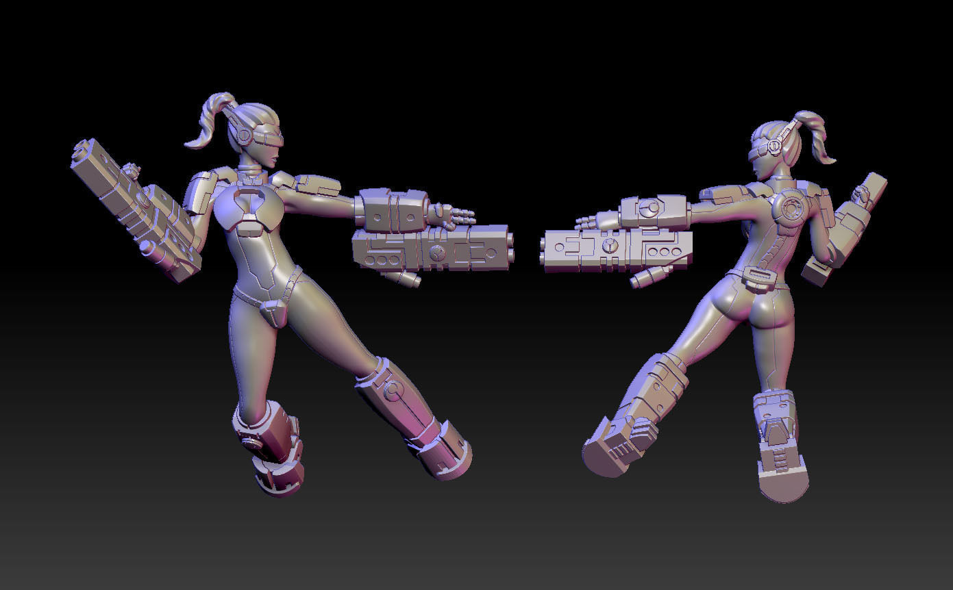 Battlesuit Space Girls 3D print model_6