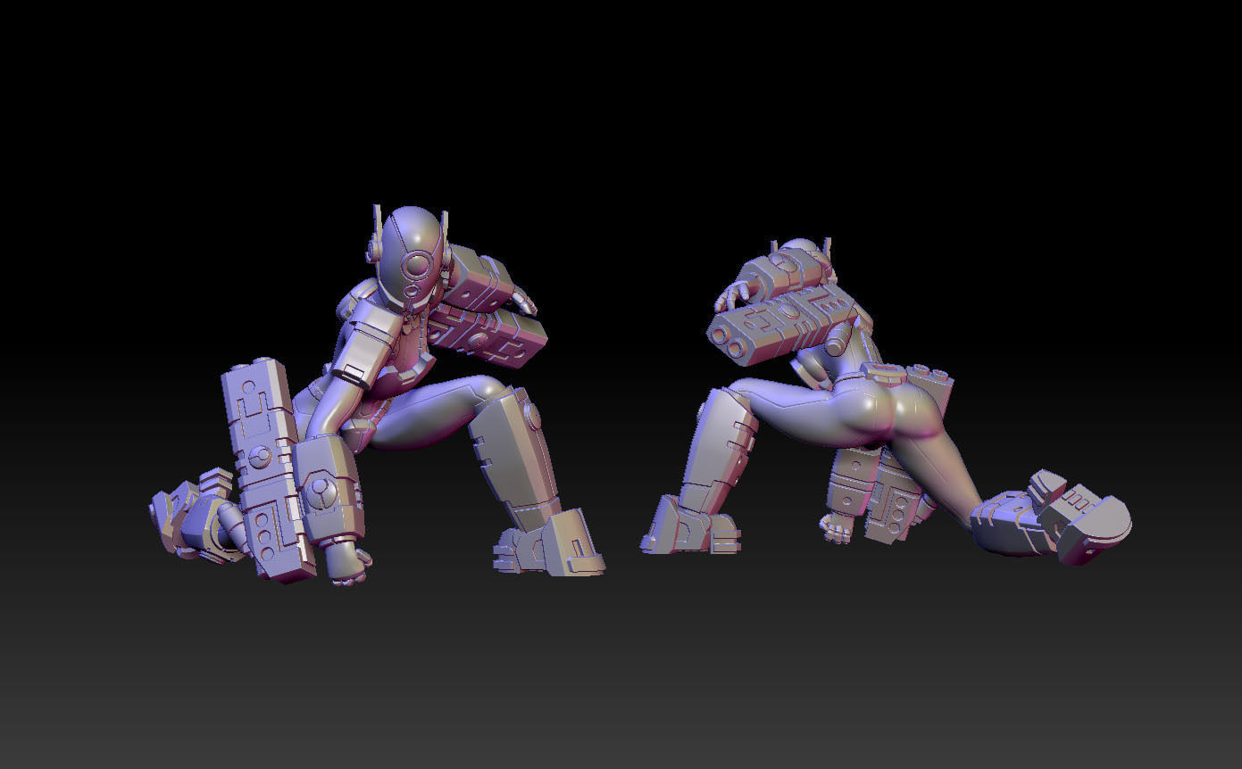 Battlesuit Space Girls 3D print model_8