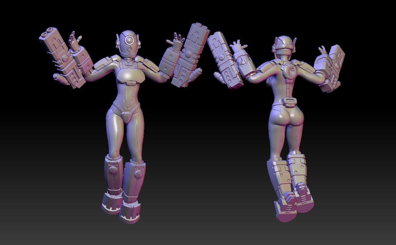 Battlesuit Space Girls 3D print model_7