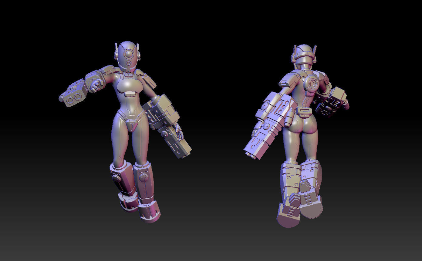 Battlesuit Space Girls 3D print model_3
