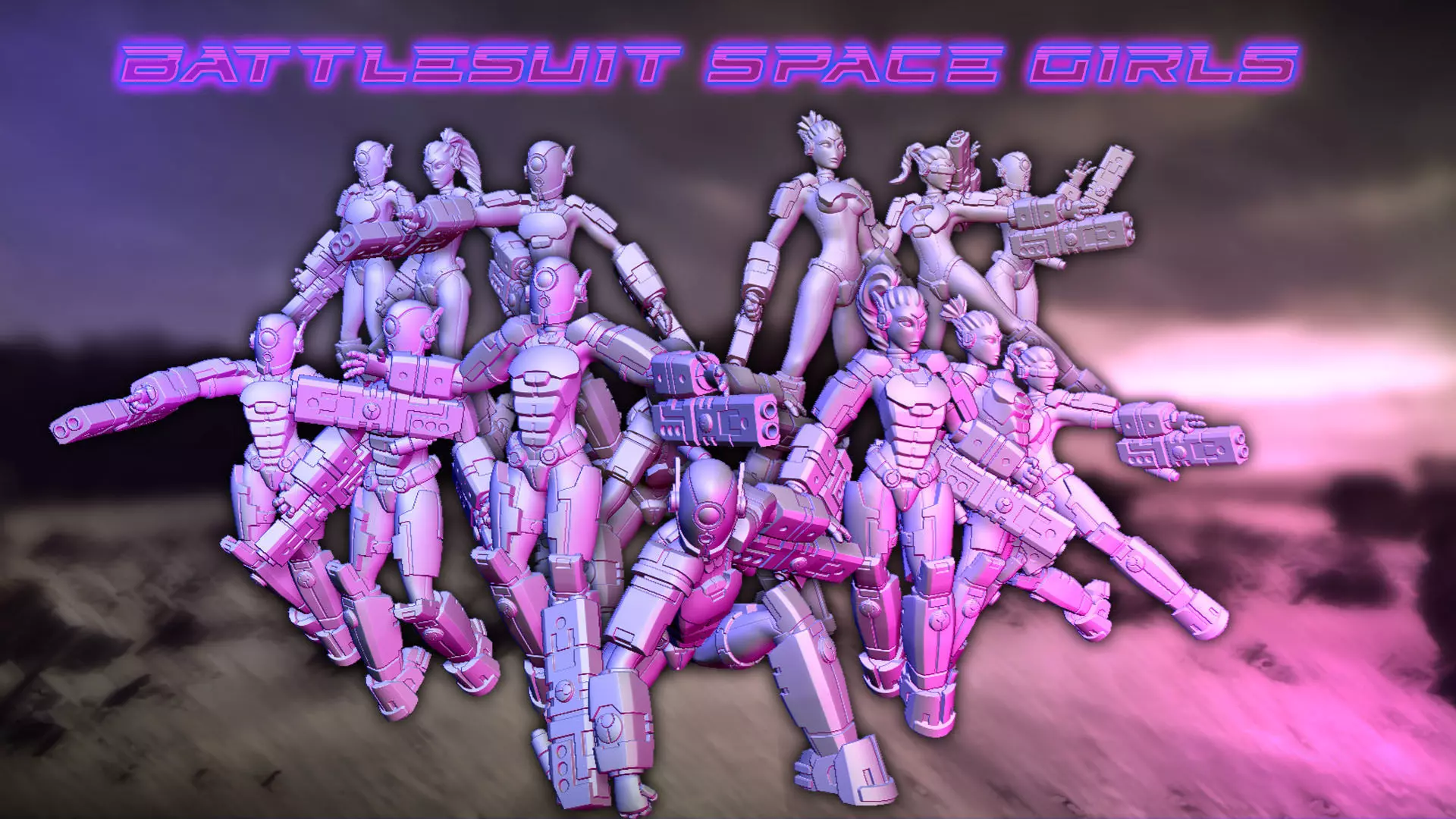 Battlesuit Space Girls 3D print model_0