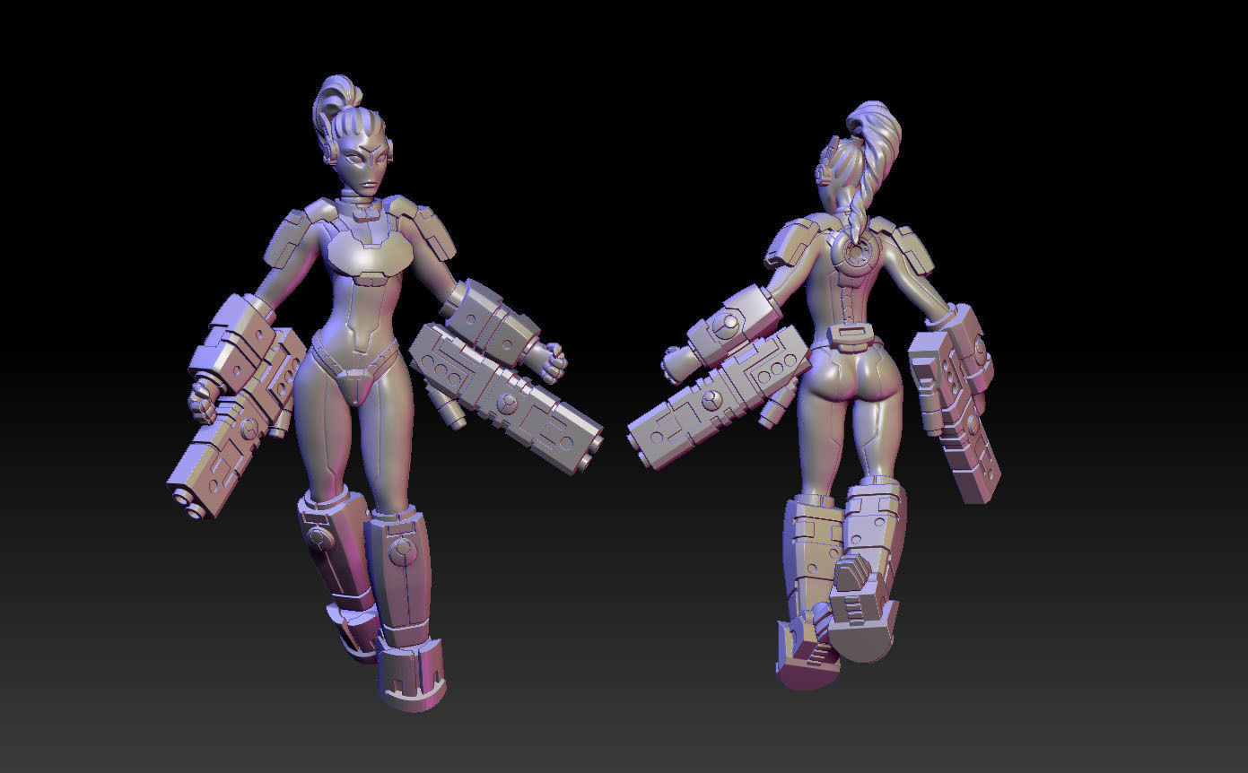 Battlesuit Space Girls 3D print model_2