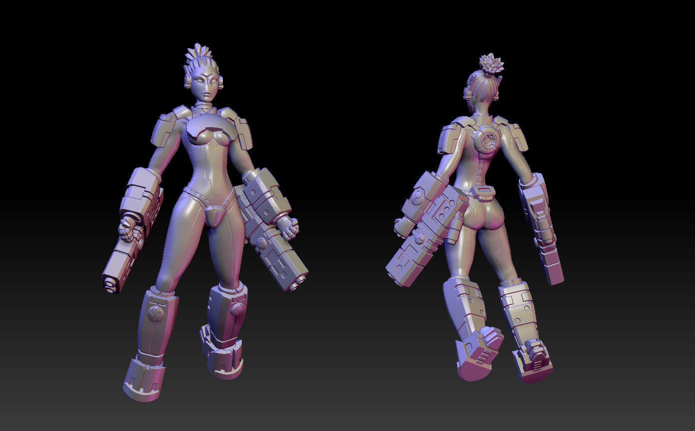 Battlesuit Space Girls 3D print model_4