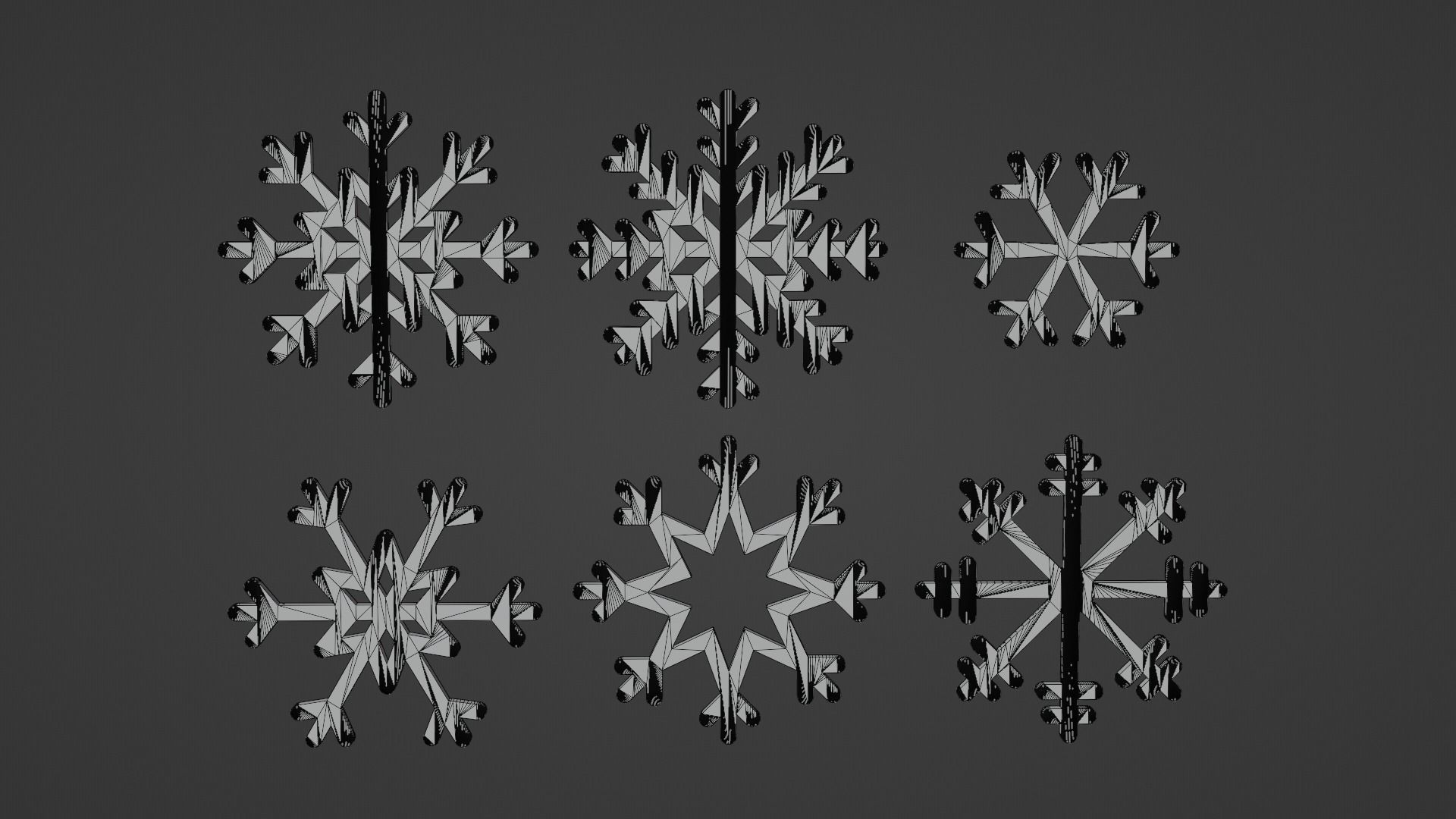 Snowflake Pack Low-poly 3D model_13
