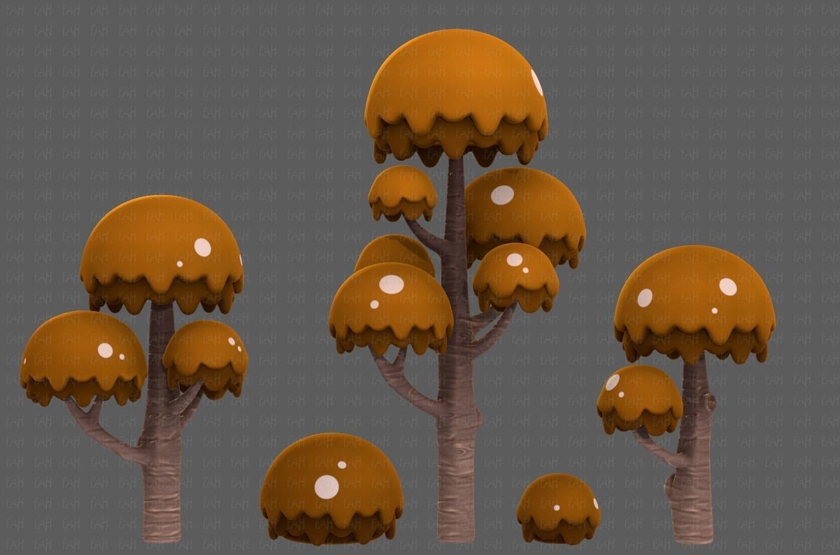 Trees Cartoon V20 Low-poly 3D model_5