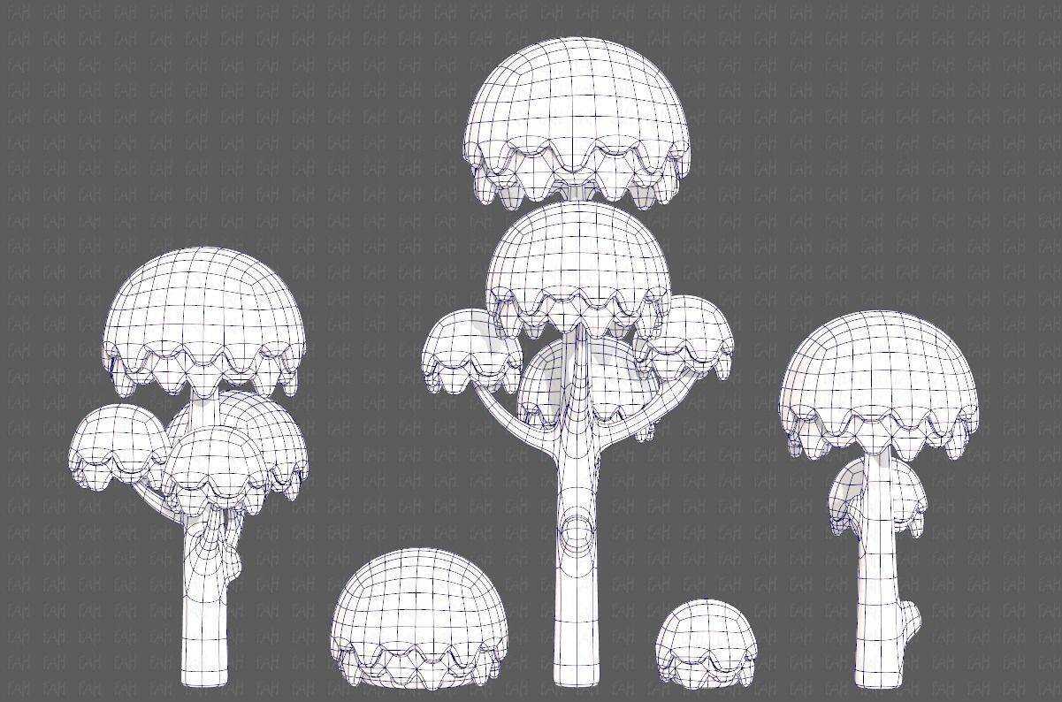 Trees Cartoon V20 Low-poly 3D model_11
