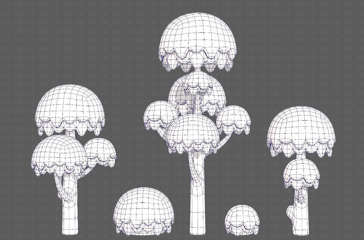 Trees Cartoon V20 Low-poly 3D model_15