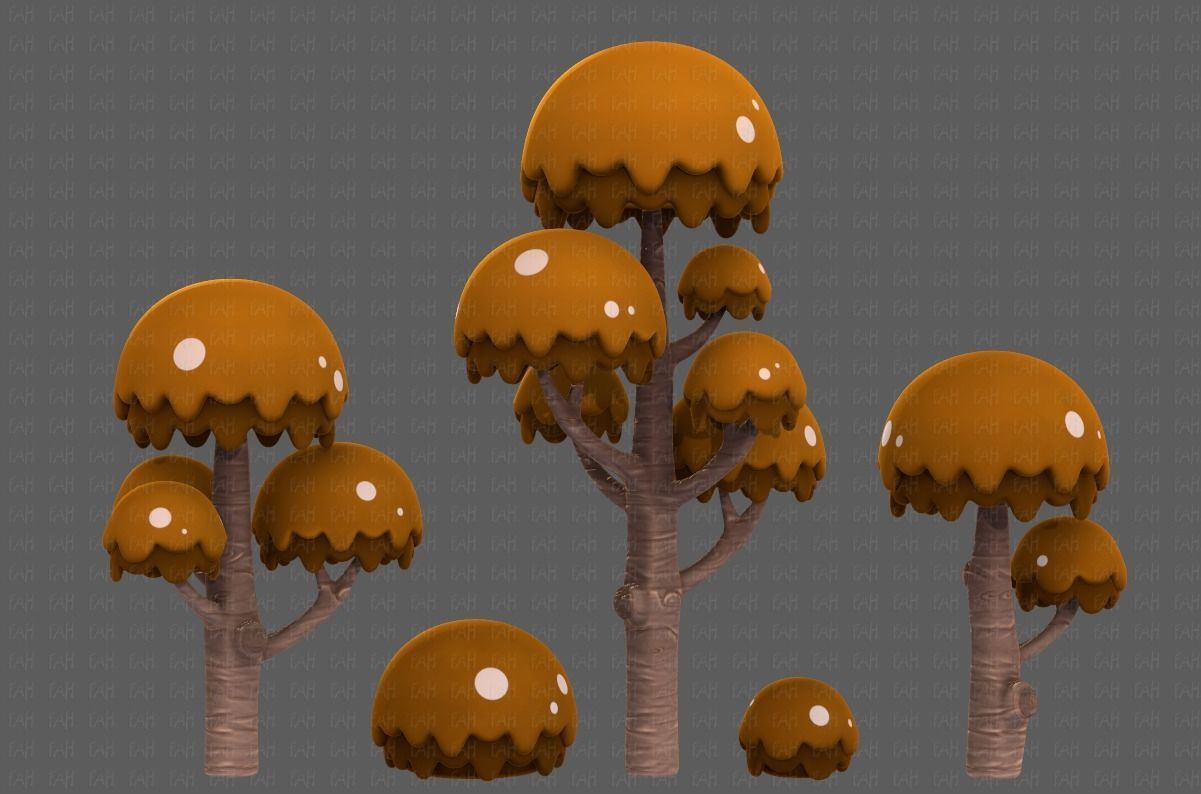 Trees Cartoon V20 Low-poly 3D model_3