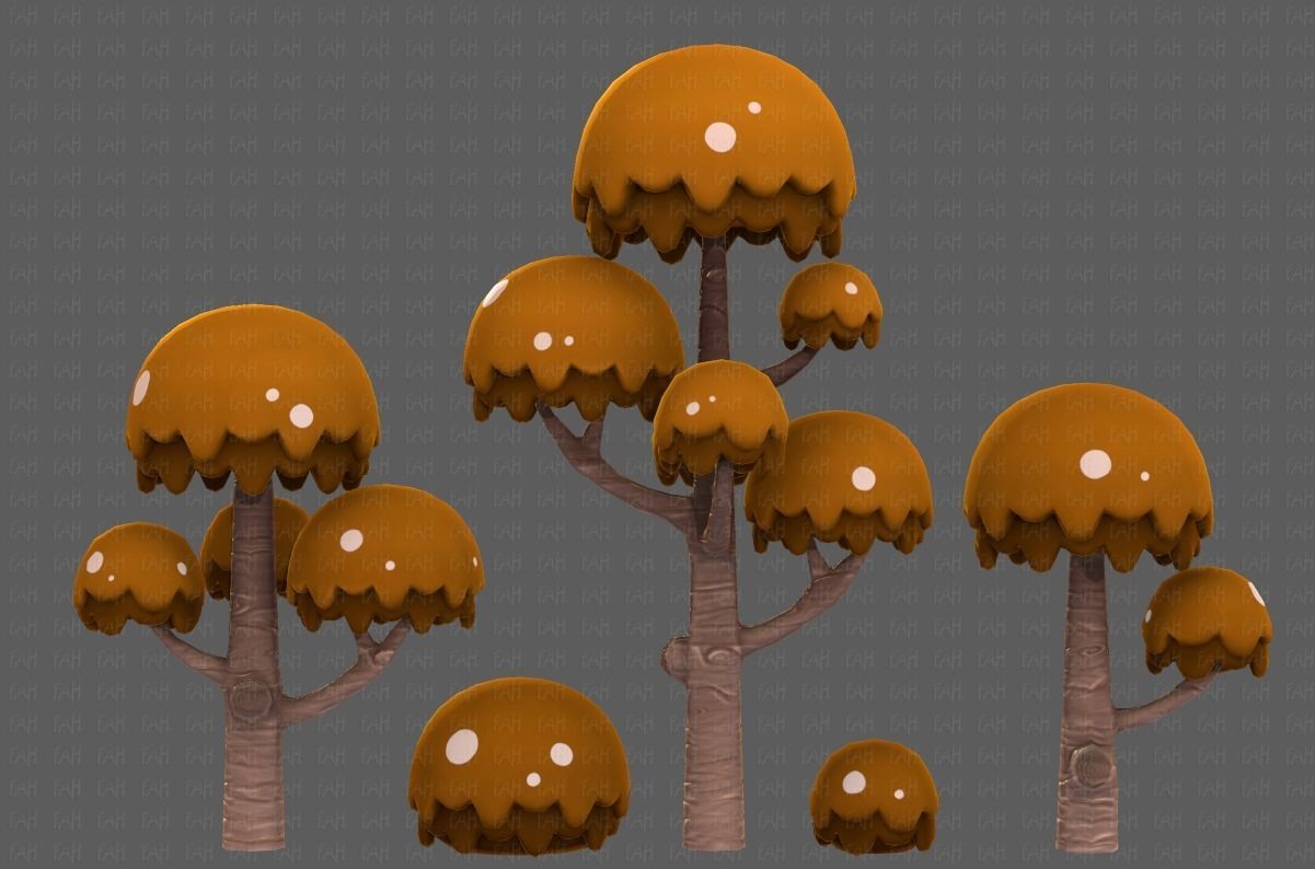 Trees Cartoon V20 Low-poly 3D model_17
