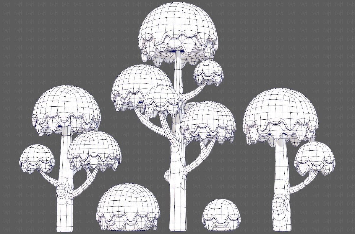Trees Cartoon V20 Low-poly 3D model_42