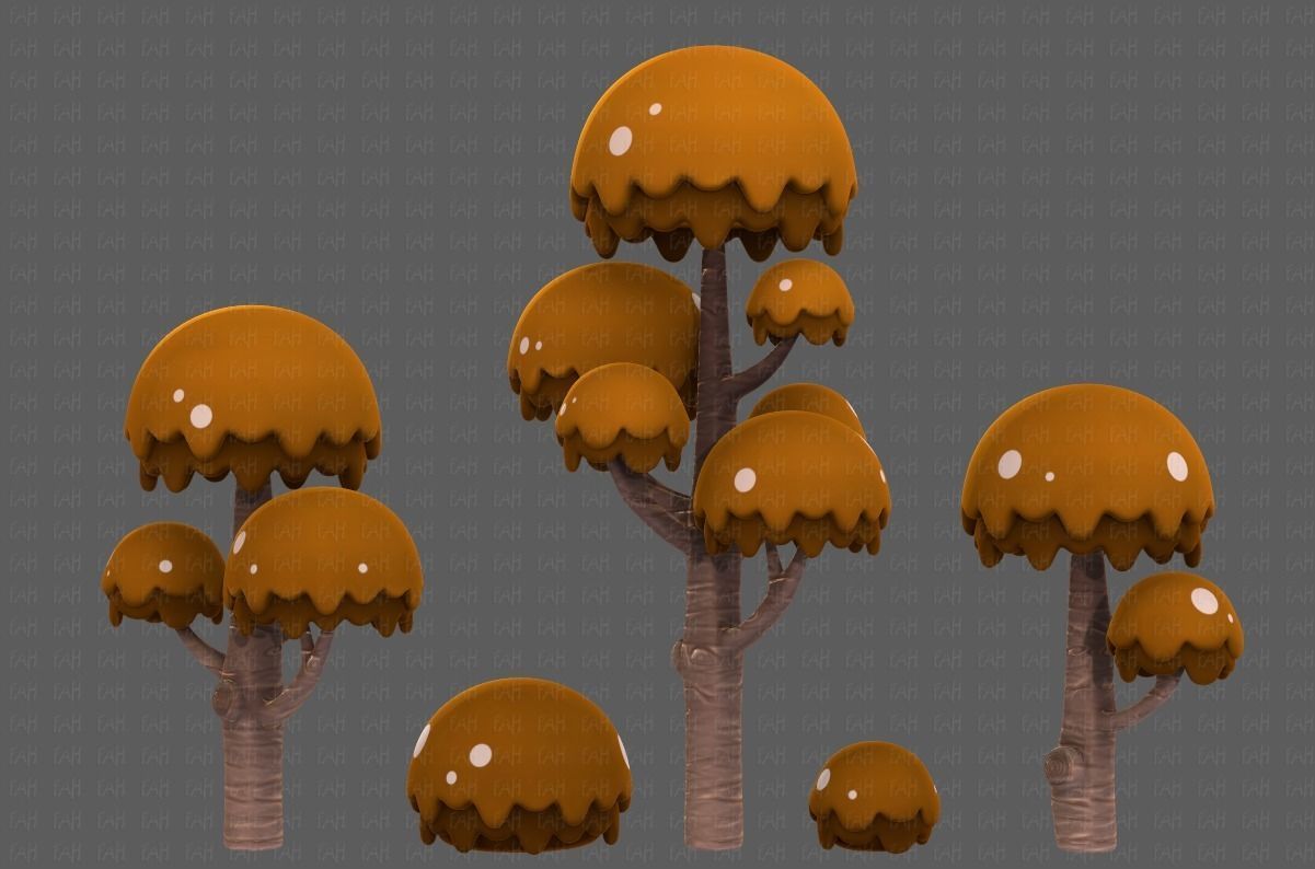 Trees Cartoon V20 Low-poly 3D model_8