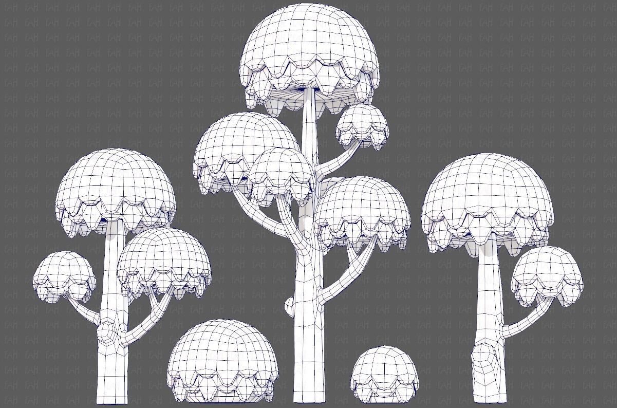 Trees Cartoon V20 Low-poly 3D model_44