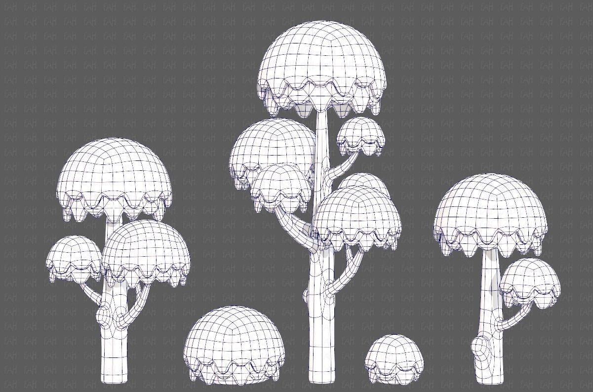 Trees Cartoon V20 Low-poly 3D model_16