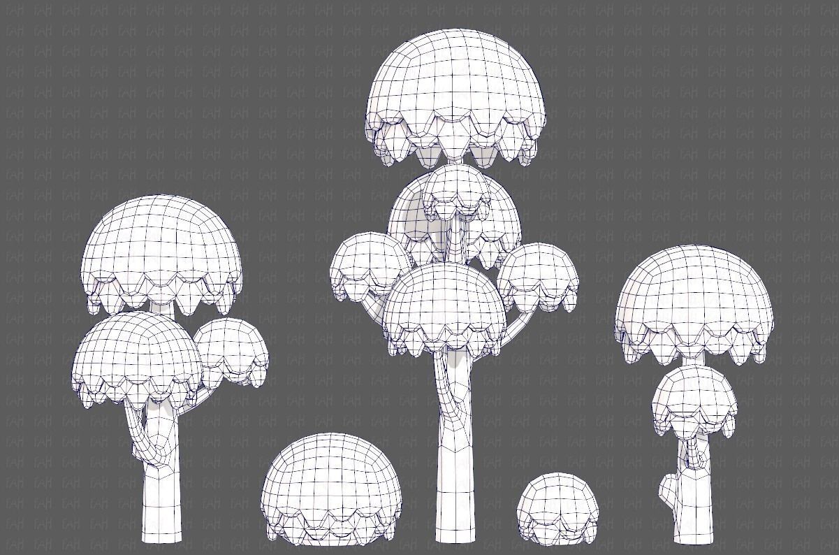 Trees Cartoon V20 Low-poly 3D model_31