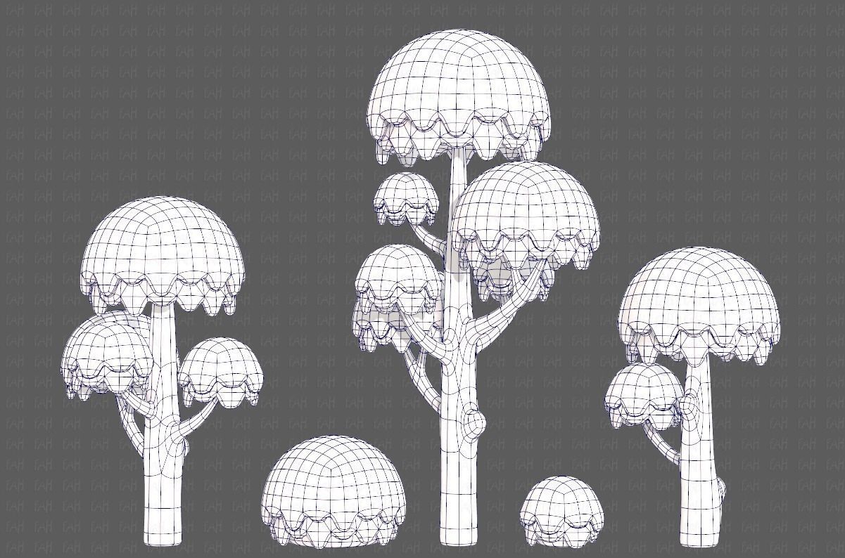 Trees Cartoon V20 Low-poly 3D model_12