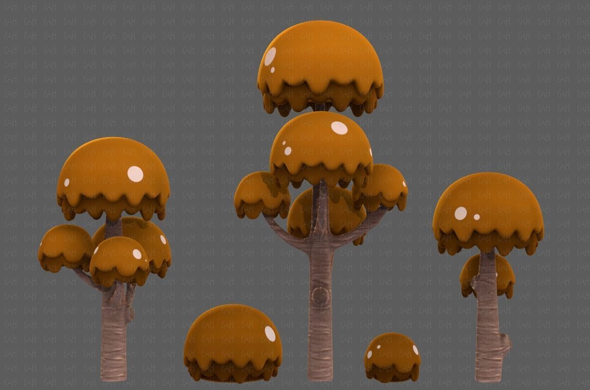 Trees Cartoon V20 Low-poly 3D model_2
