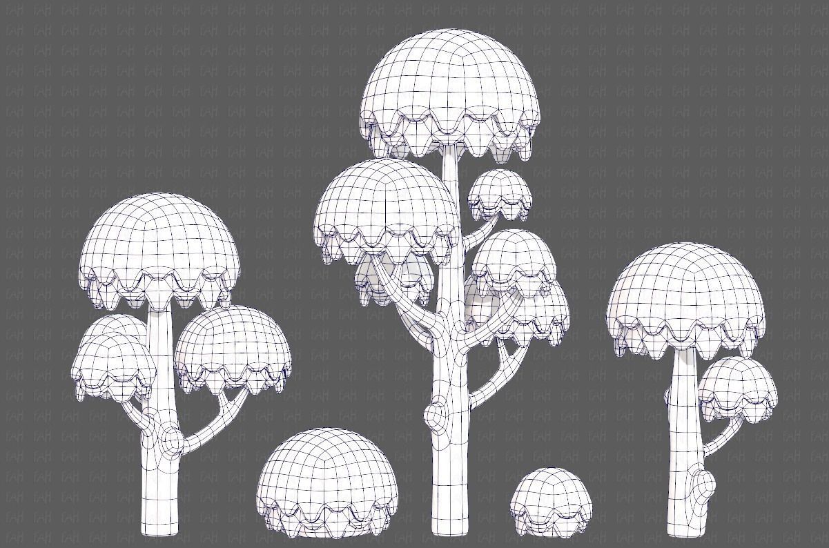 Trees Cartoon V20 Low-poly 3D model_10