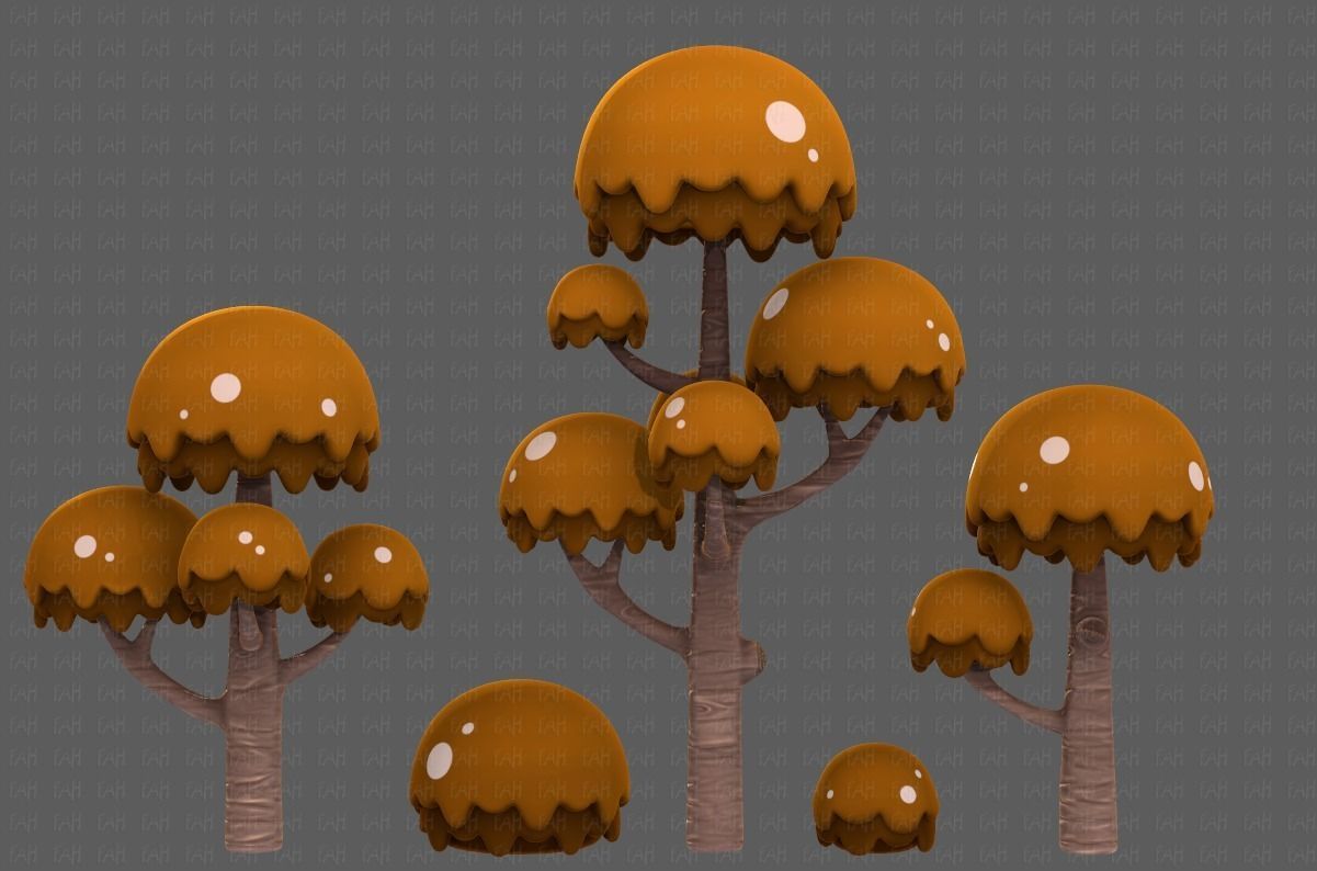 Trees Cartoon V20 Low-poly 3D model_6
