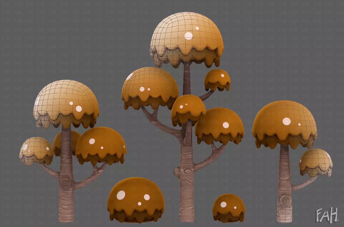 Trees Cartoon V20 Low-poly 3D model_0