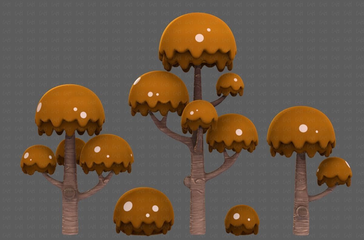 Trees Cartoon V20 Low-poly 3D model_1