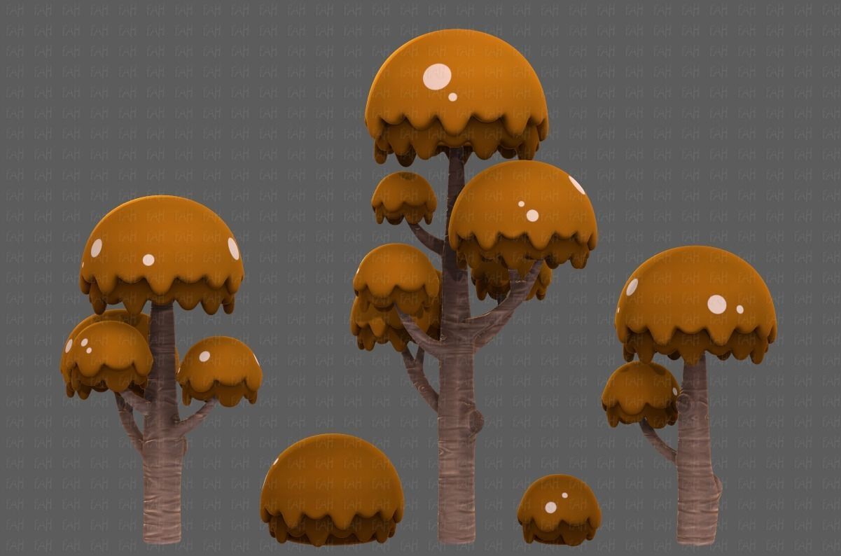 Trees Cartoon V20 Low-poly 3D model_4