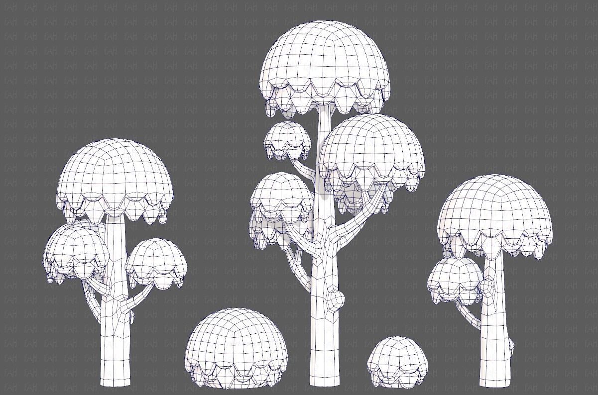 Trees Cartoon V20 Low-poly 3D model_29