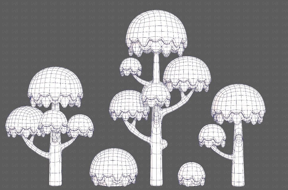 Trees Cartoon V20 Low-poly 3D model_13